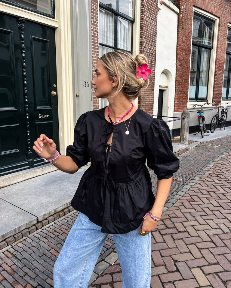 Poplin Top Black