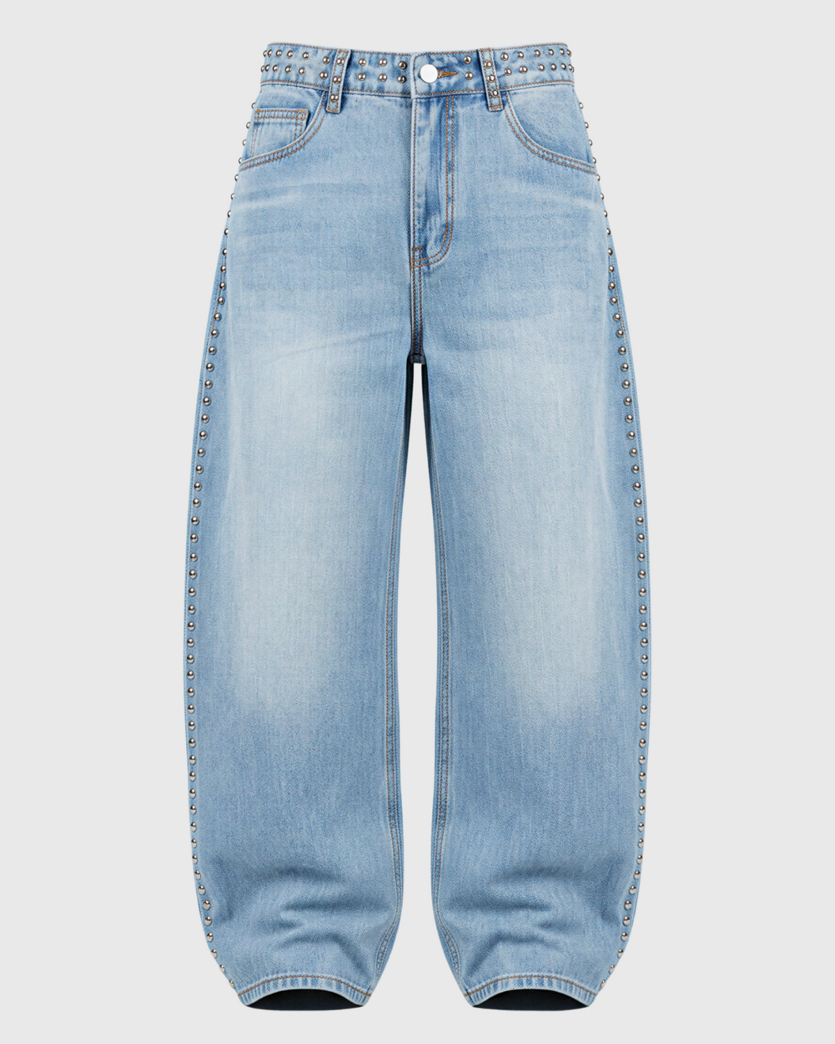 Berry Studs Barrel Jeans | Blue
