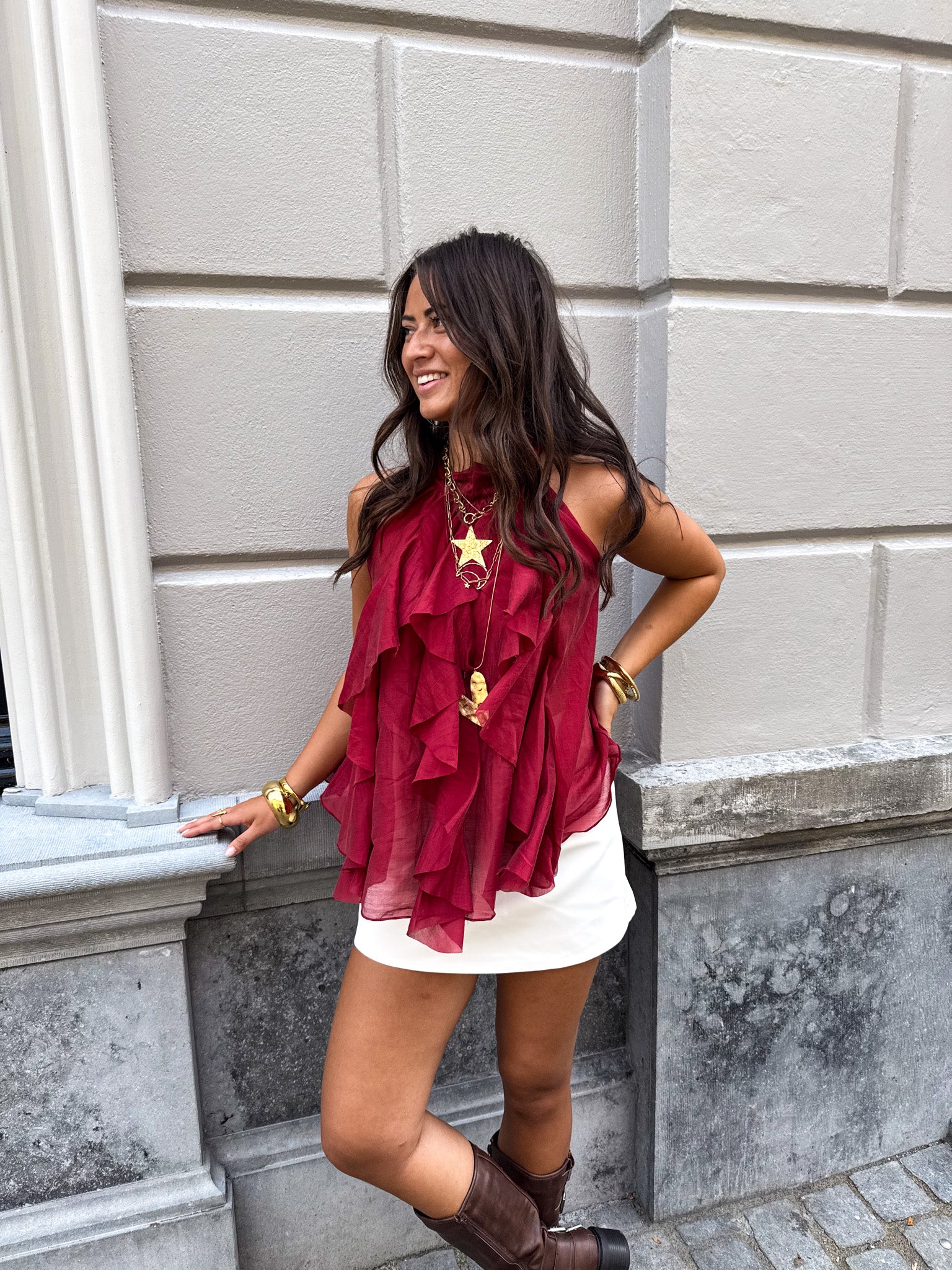 Raya Halter Top Bordeaux