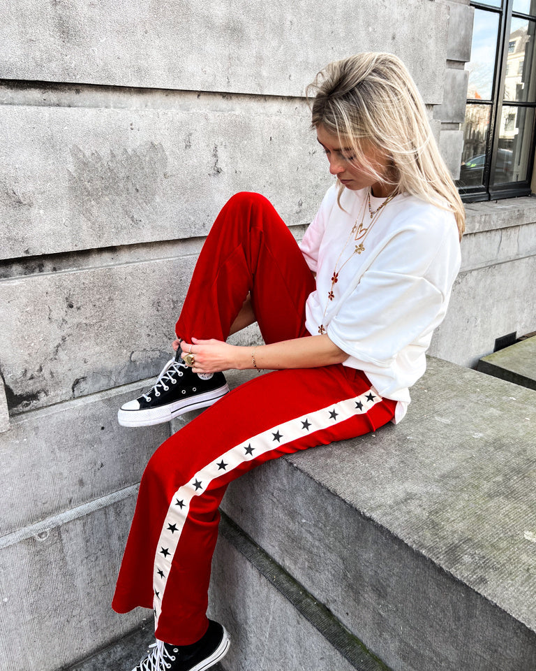 Star Joggings Pants Red