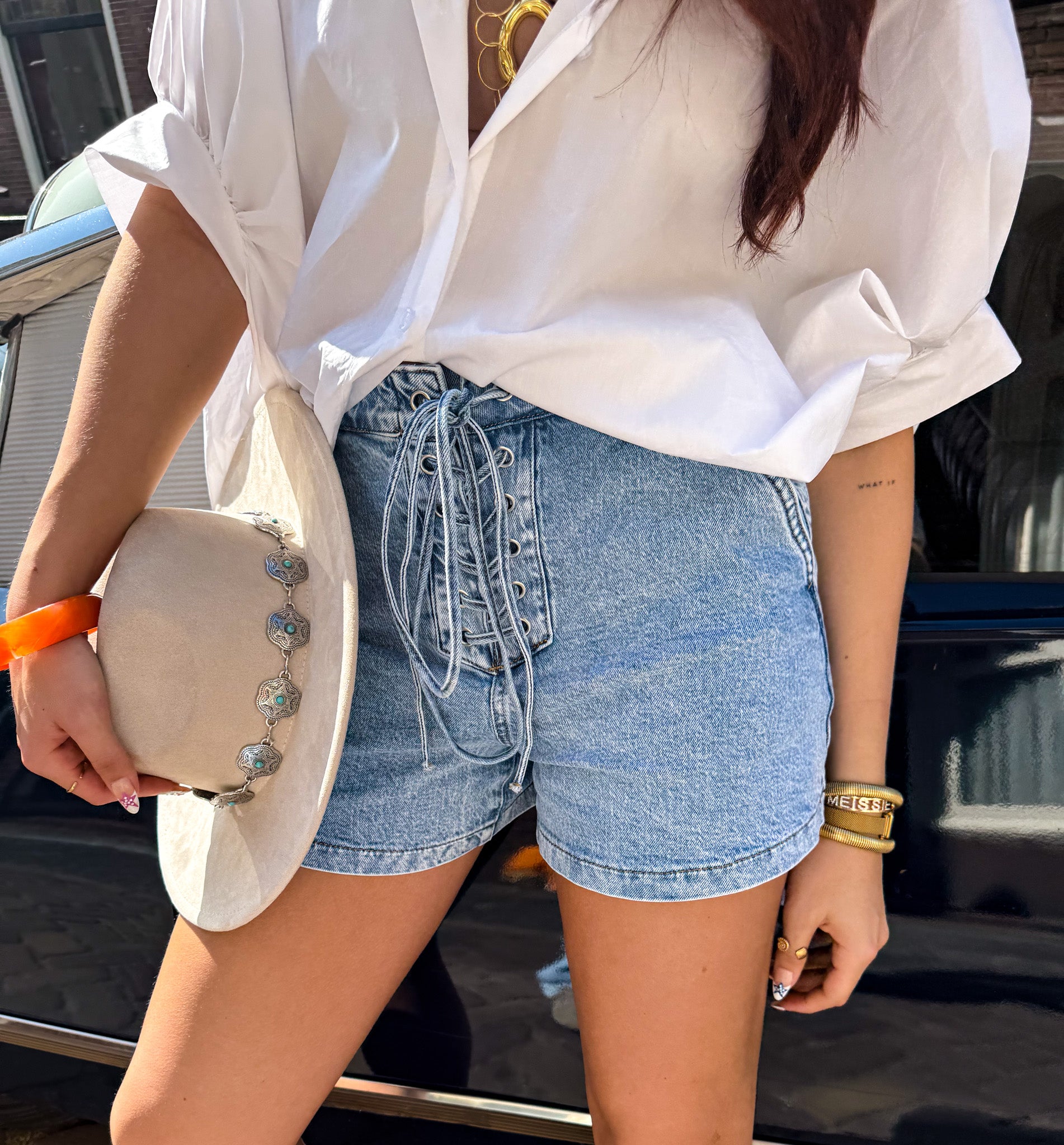 Rope Denim Shorts