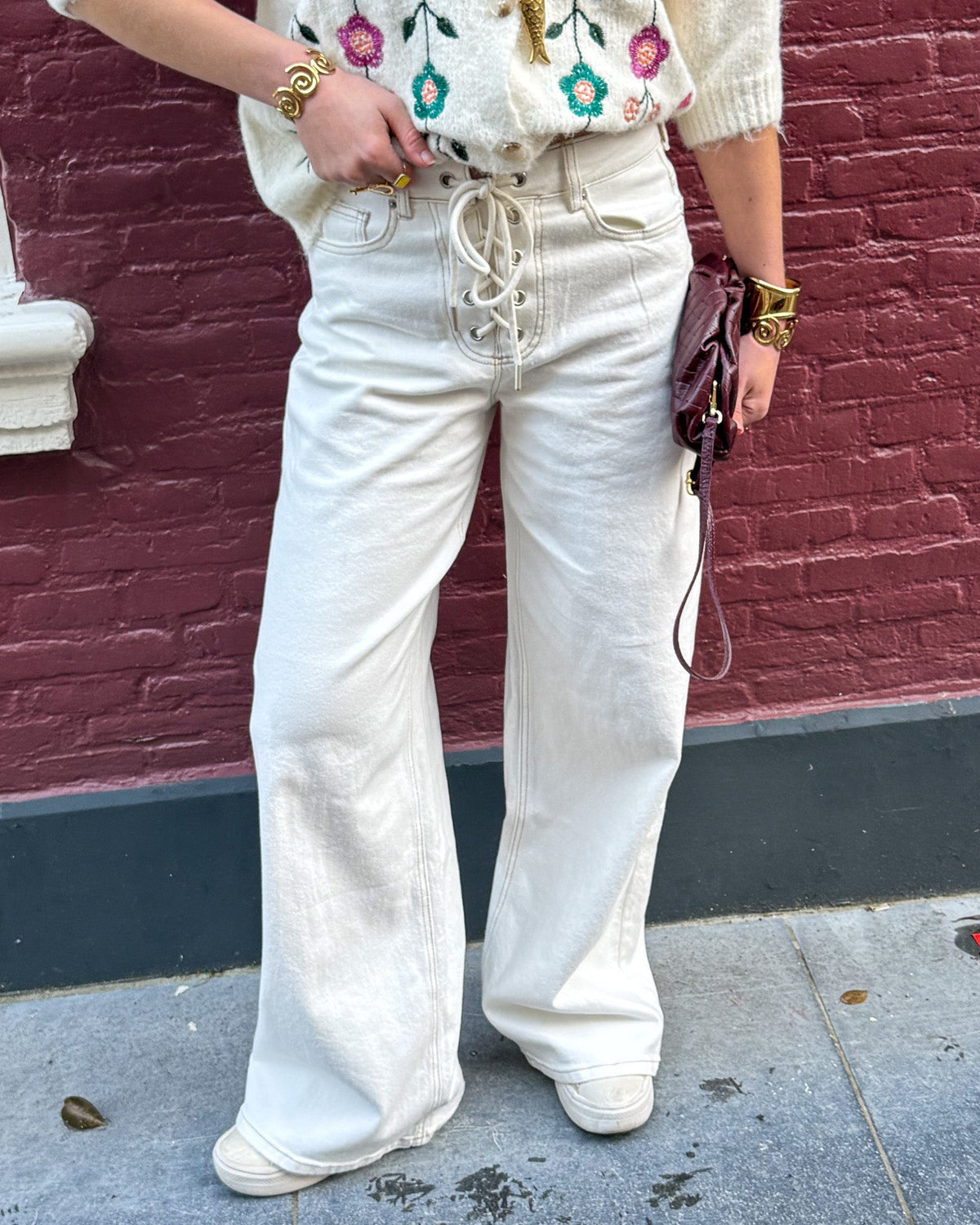 Rope Wide Leg Jeans | White