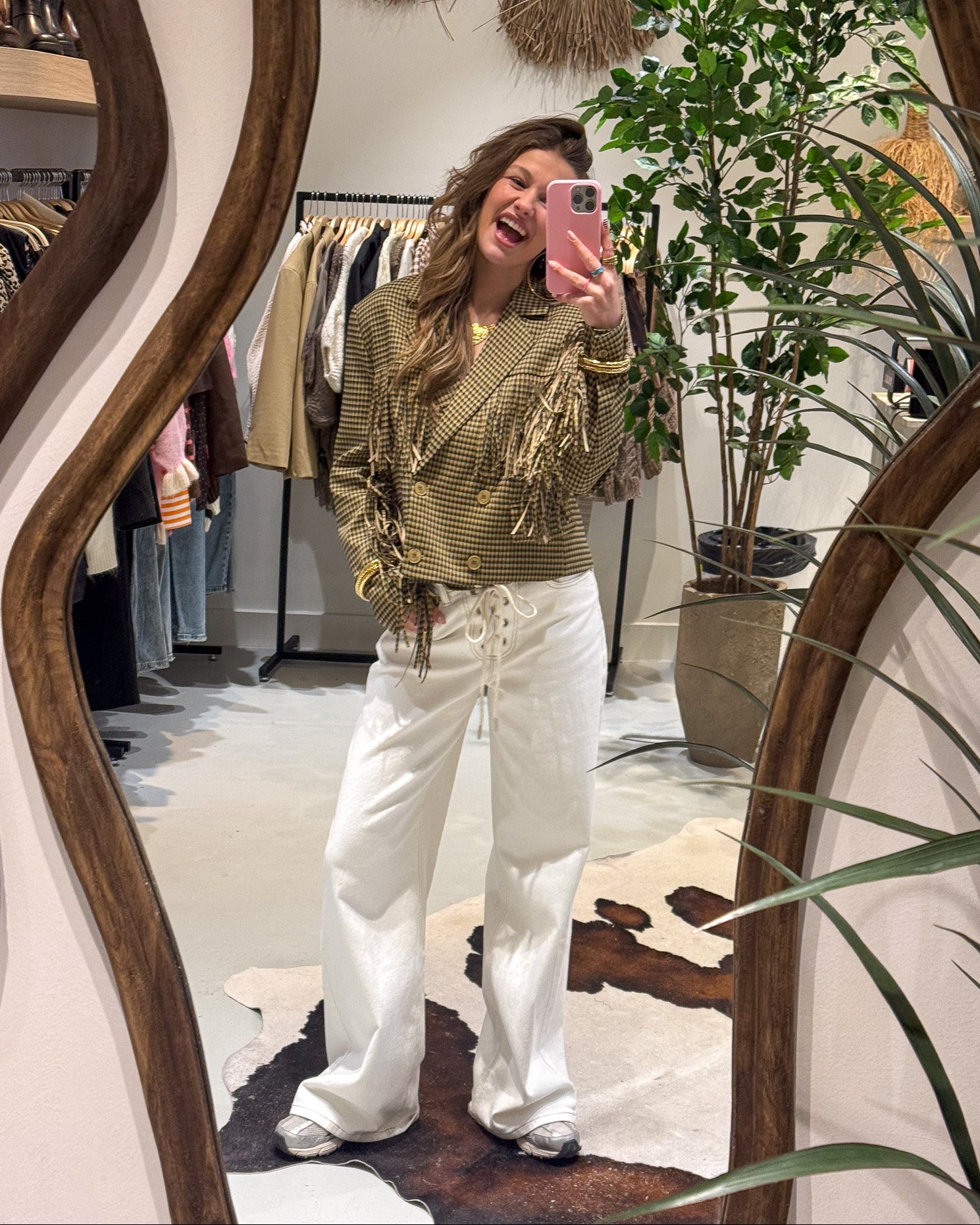 Lexi Franje Checked Blazer Yellow