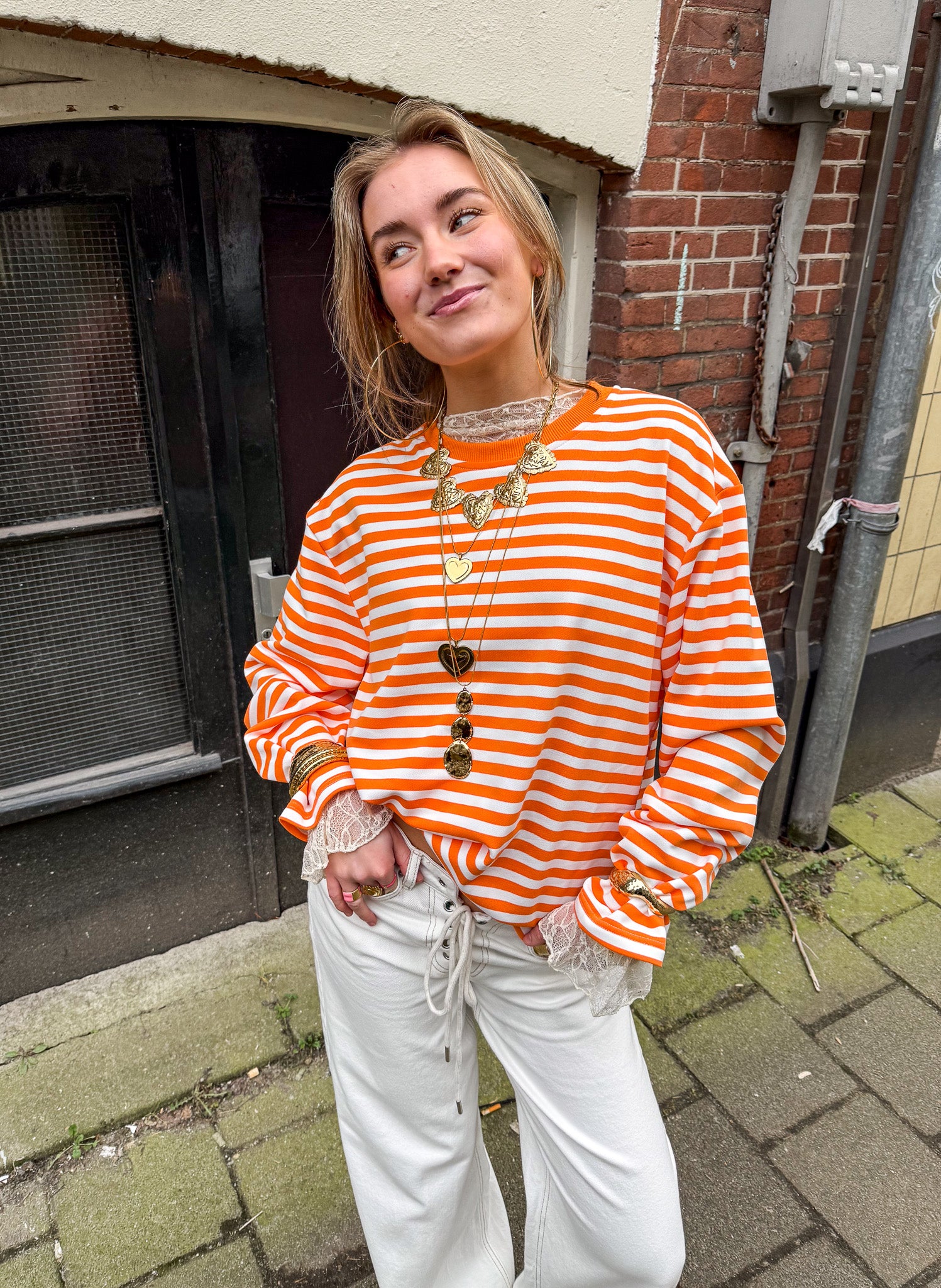 Stripes on Stripes Longsleeve Oranje