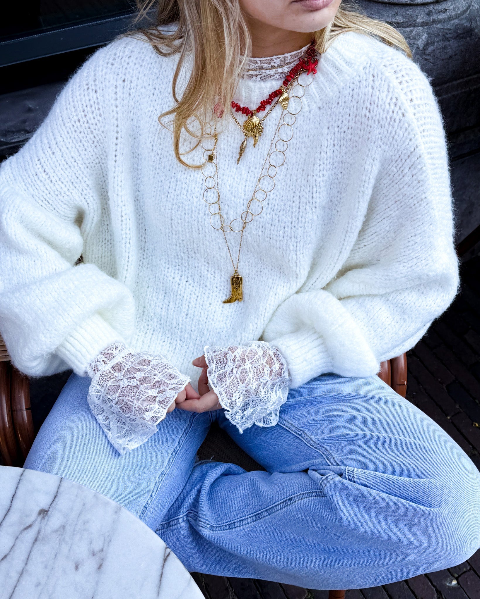 Rosa Knit White