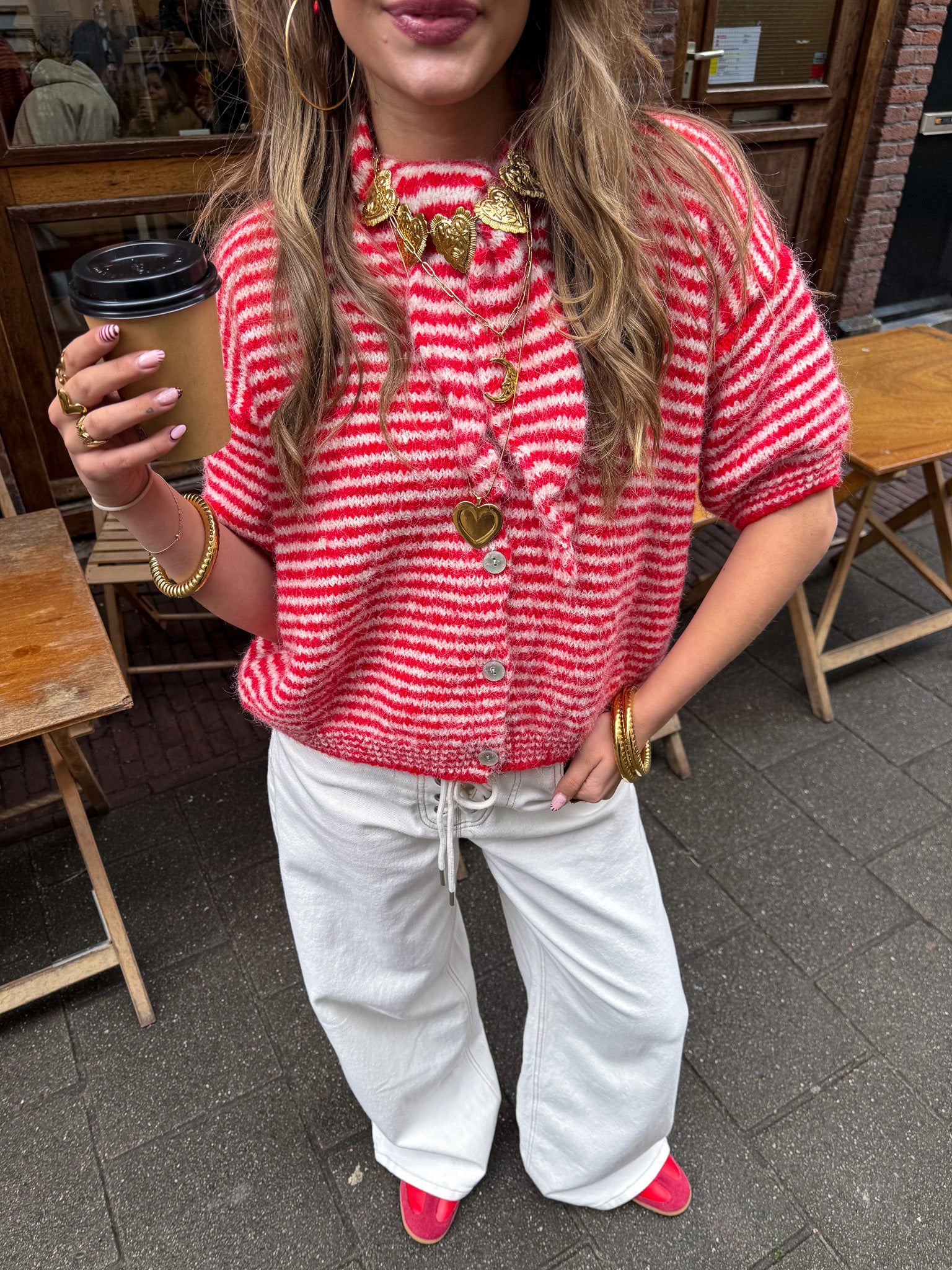 Roza Vest Rood Gestreept