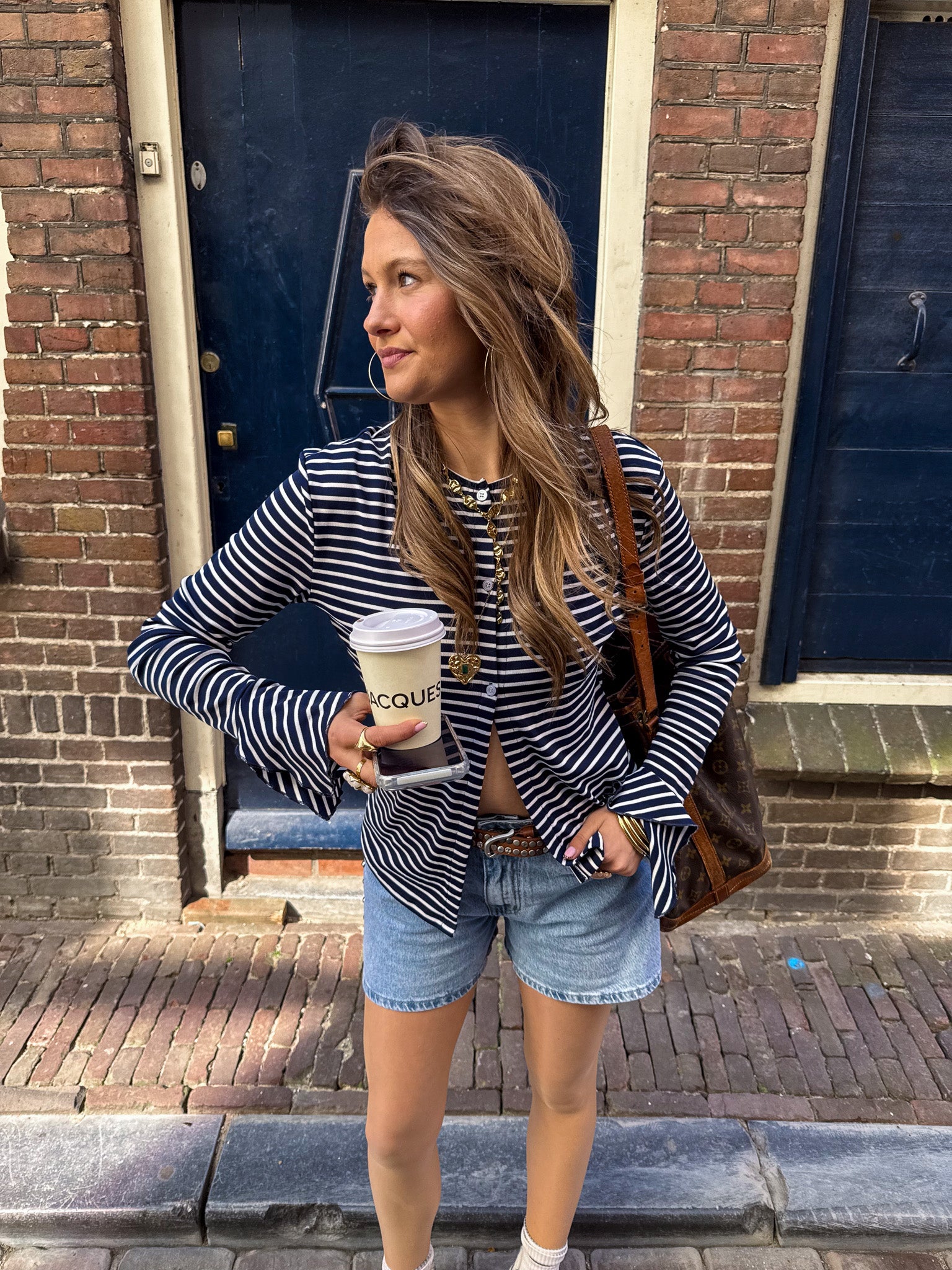 Saar Streep Vest Navy