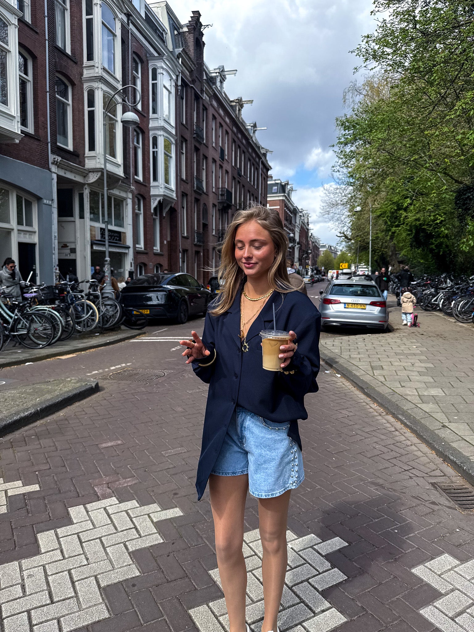 Juna Denim Shorts Side Studs