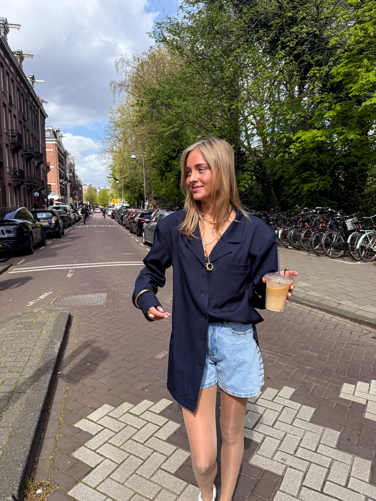 Juna Denim Shorts Side Studs