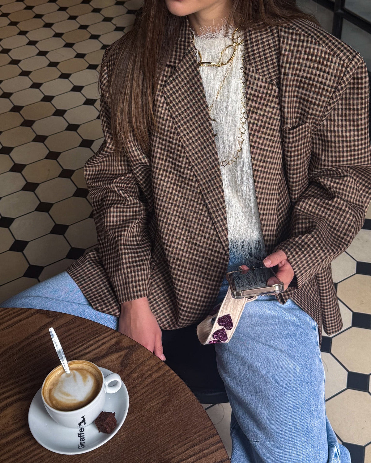 Saint Oversized Blazer | Brown Checkered