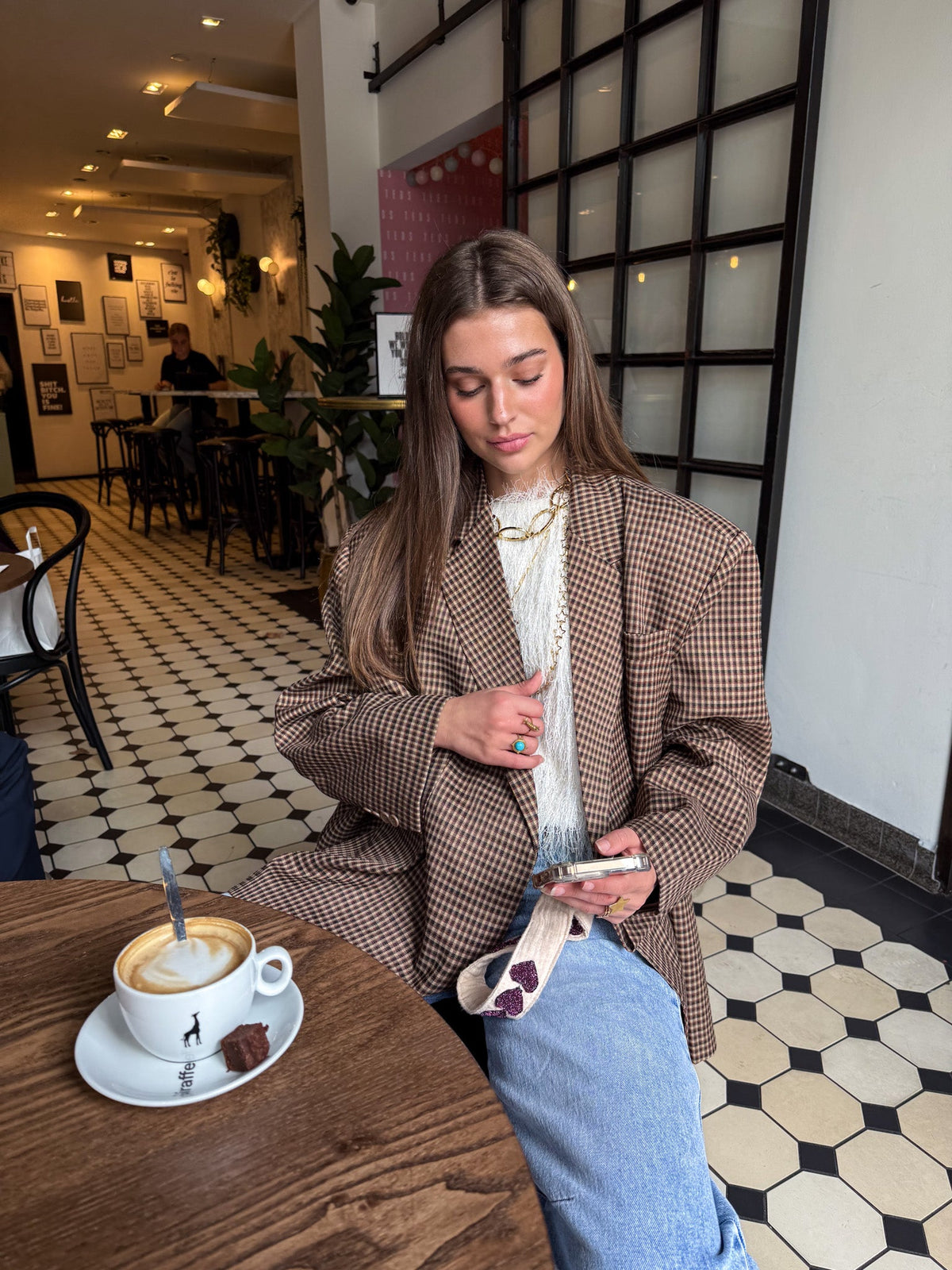 Saint Oversized Blazer | Brown Checkered