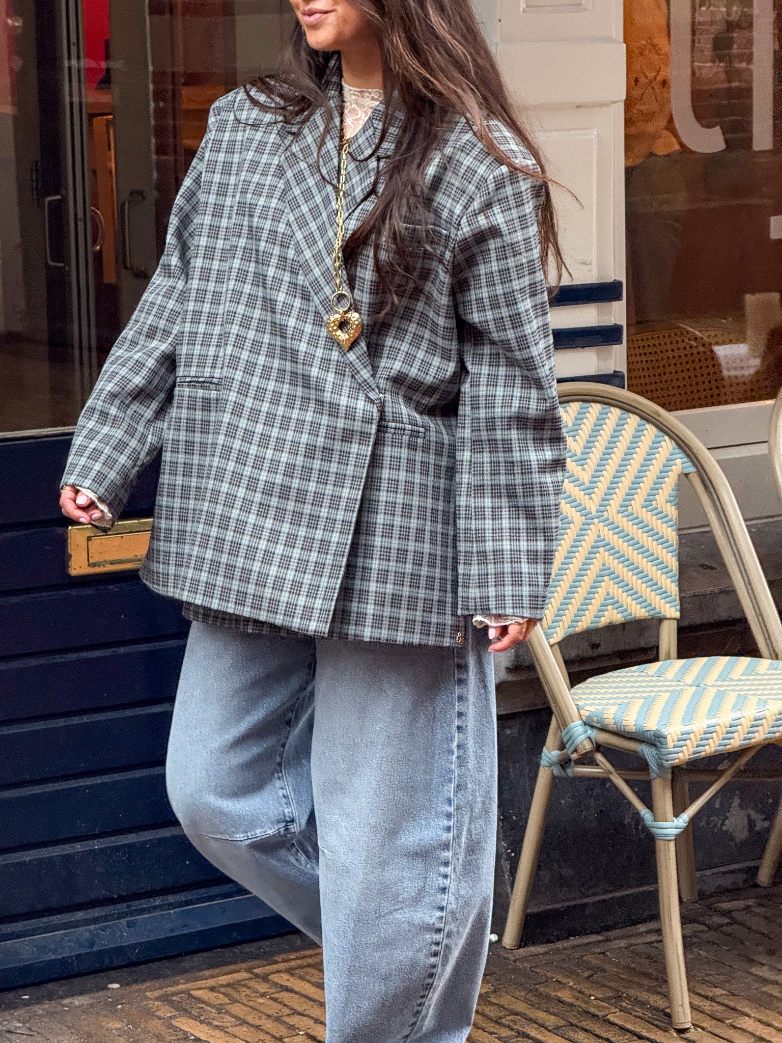 Saint Blazer Checked Blue