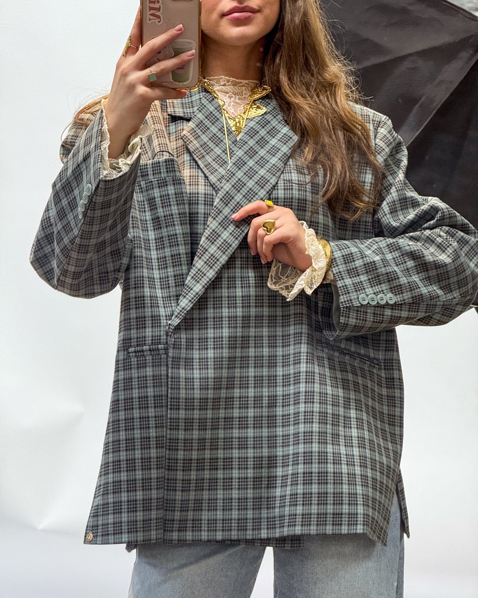 Saint Blazer Checked Blue