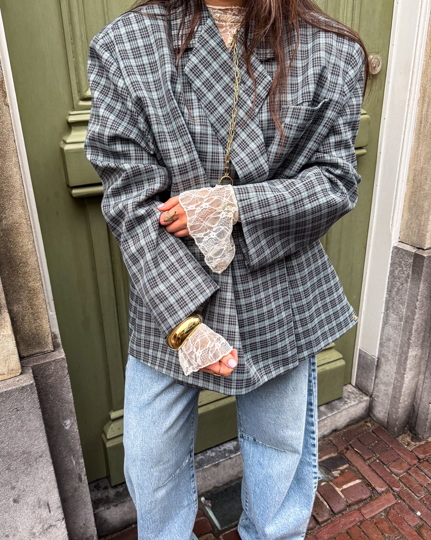 Saint Blazer Geruit Blauw