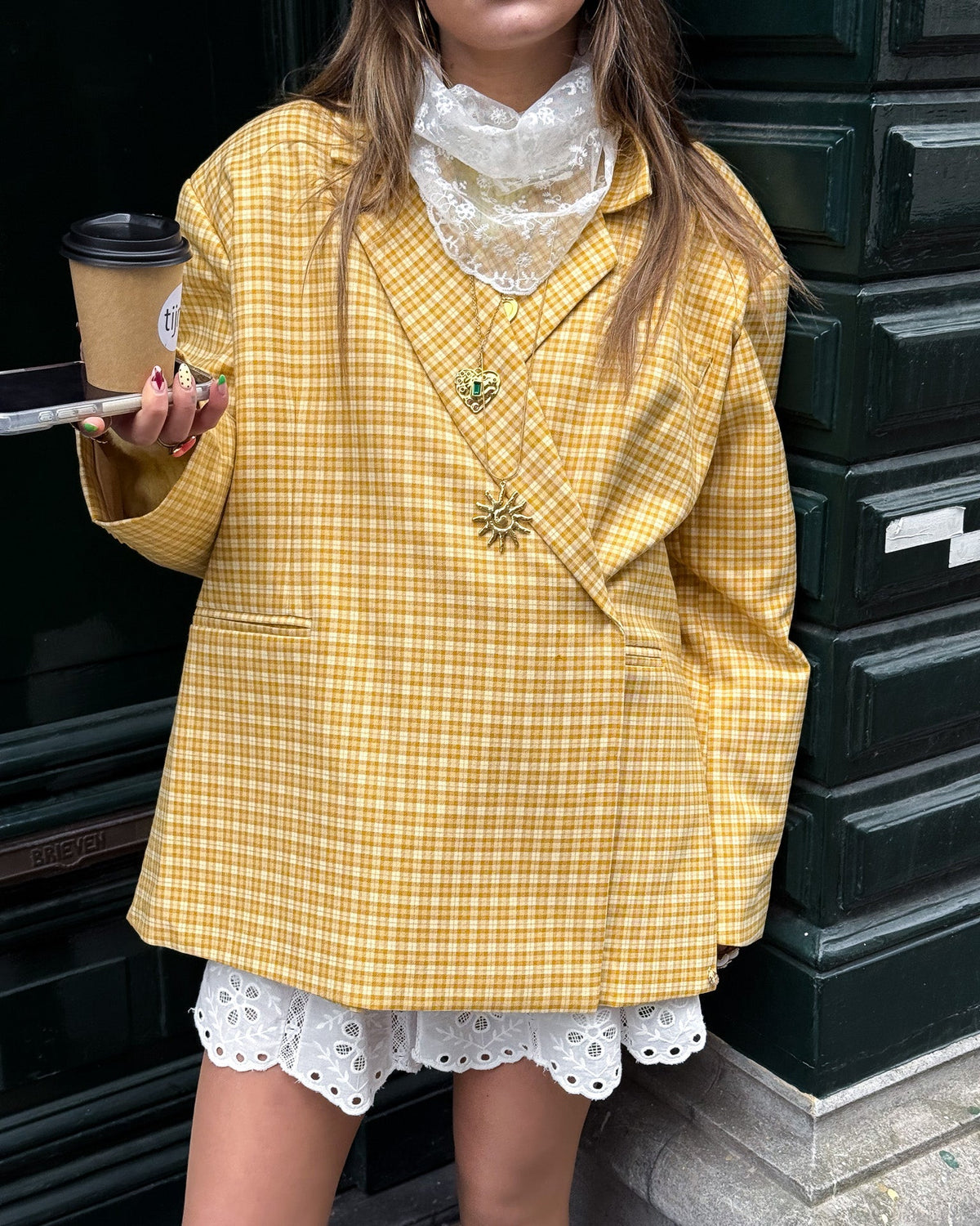 Saint Blazer Geruit | Yellow