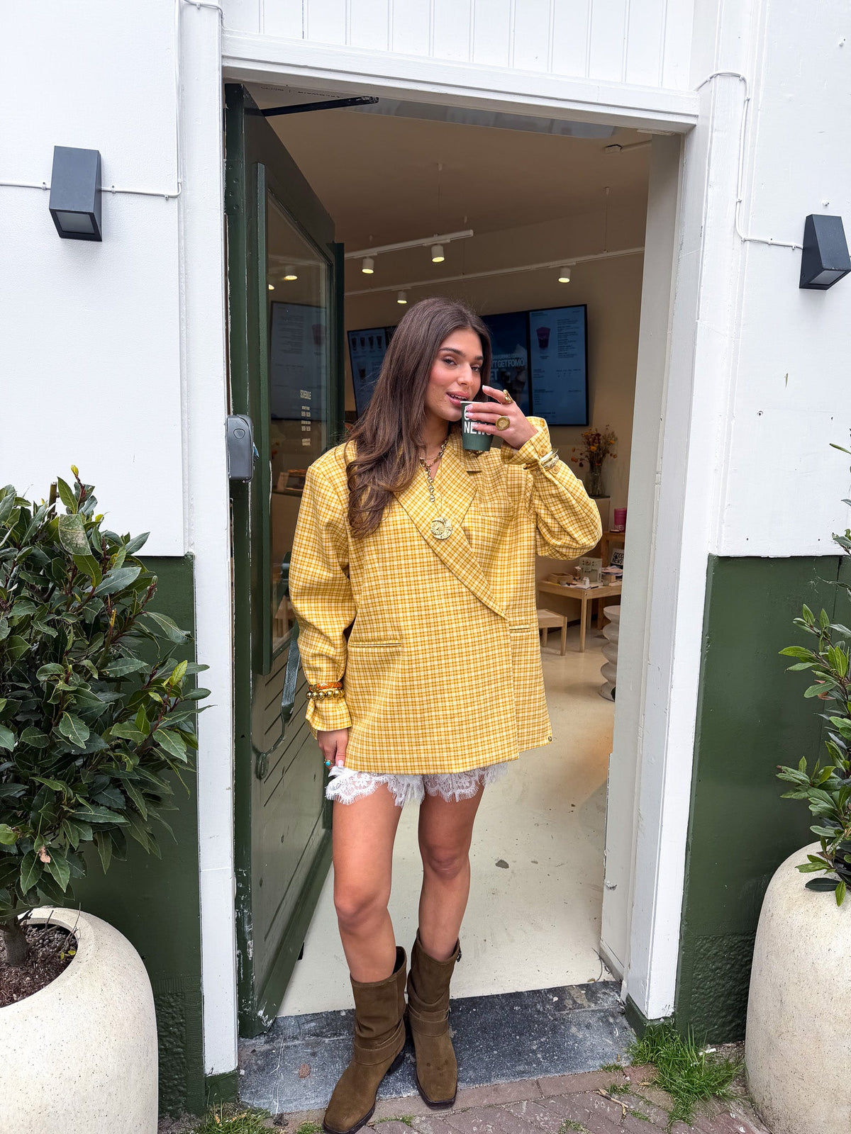 Saint Blazer Geruit | Yellow