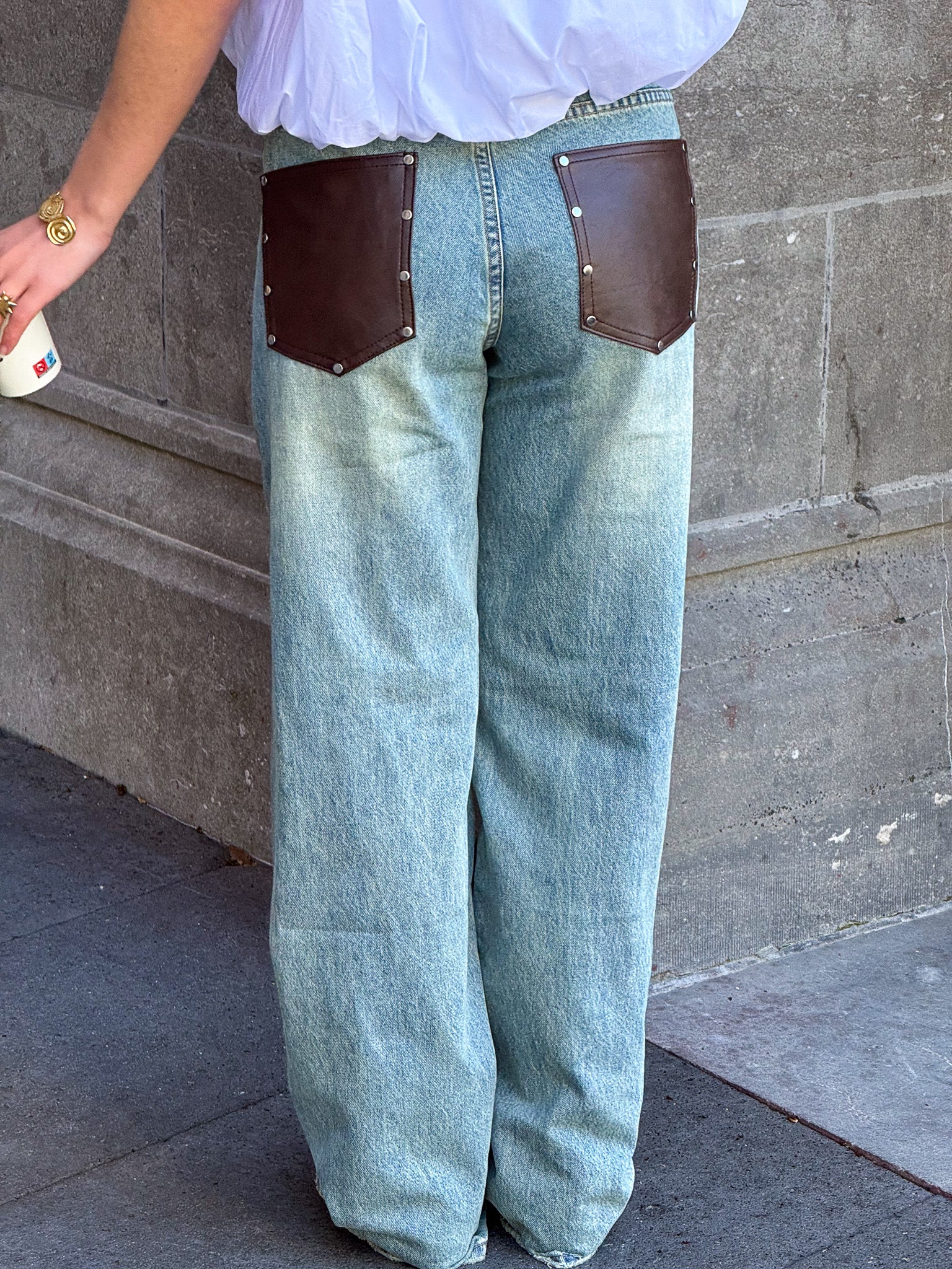 Back Pocket Wide Leg Jeans
