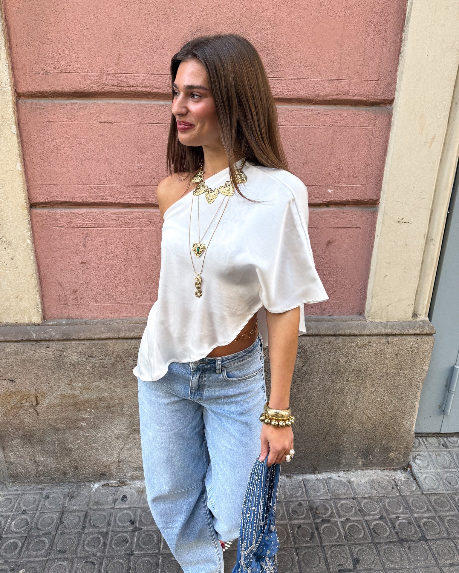 Sem One Shoulder Top White