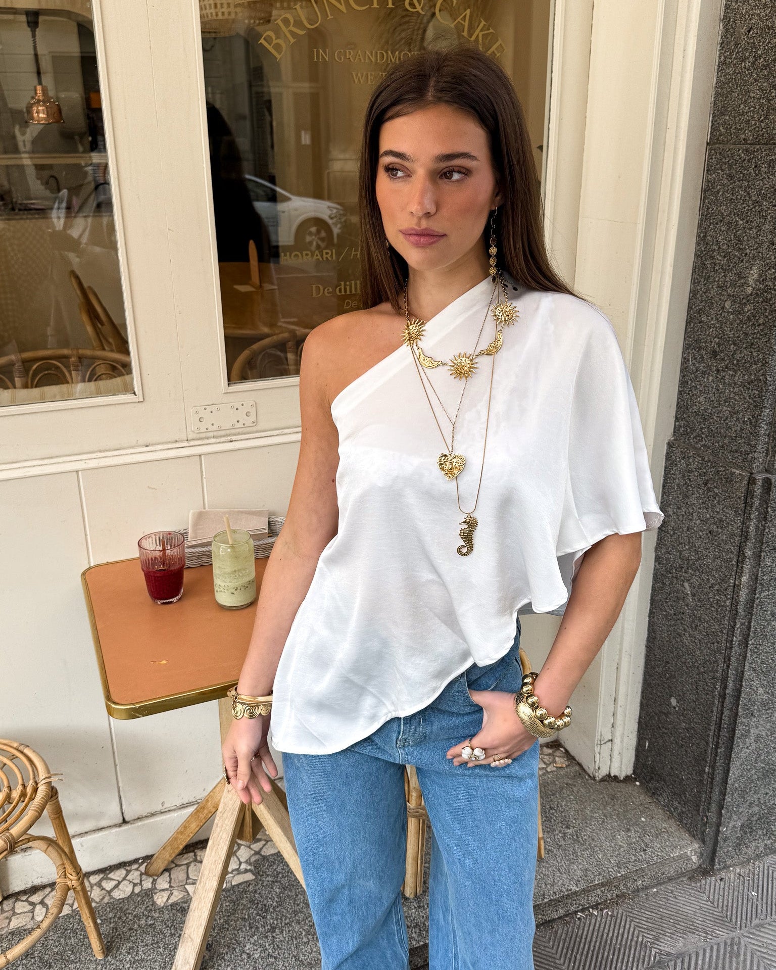 Sem One Shoulder Top White