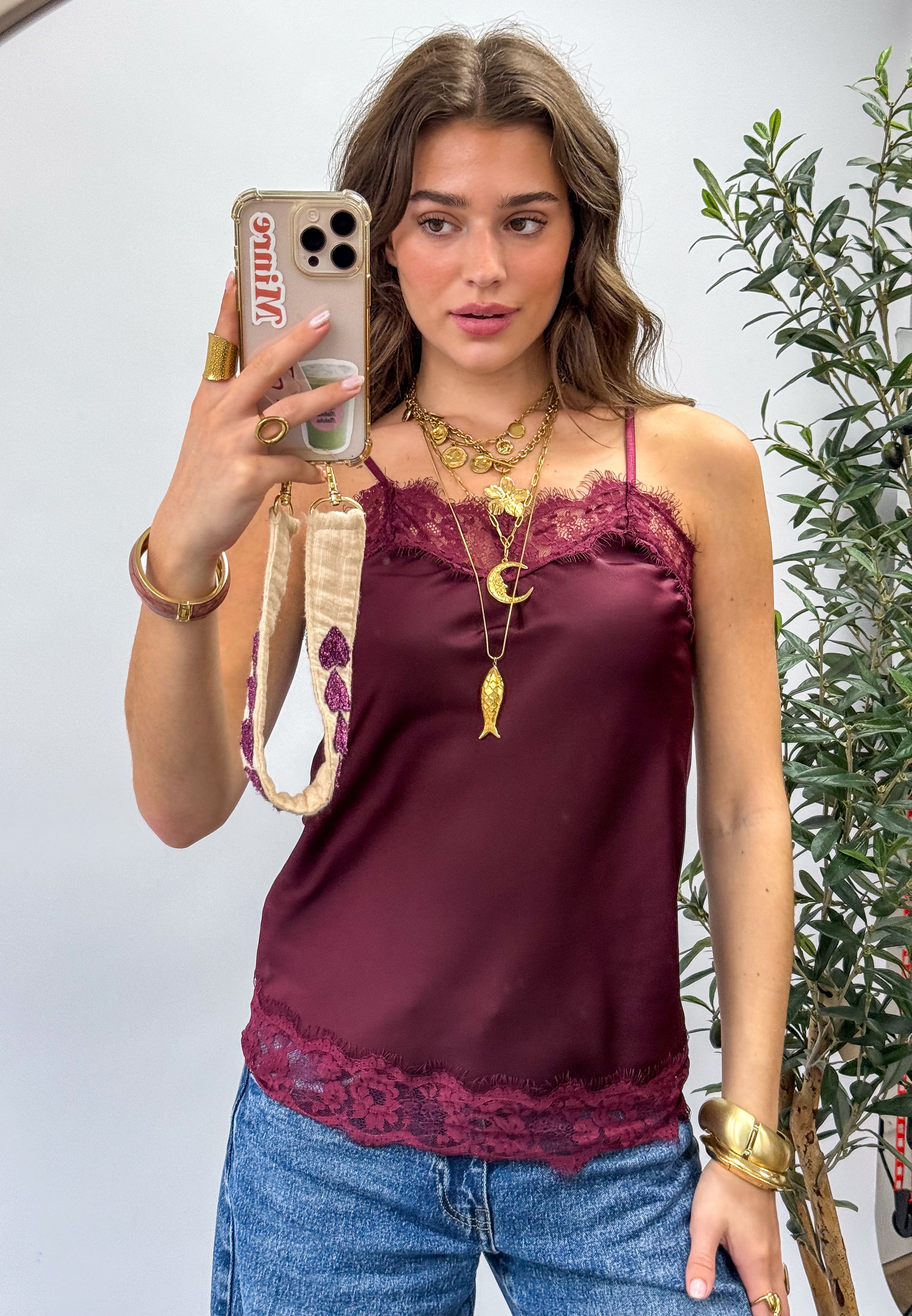 Sensa Lace Top Bordeaux