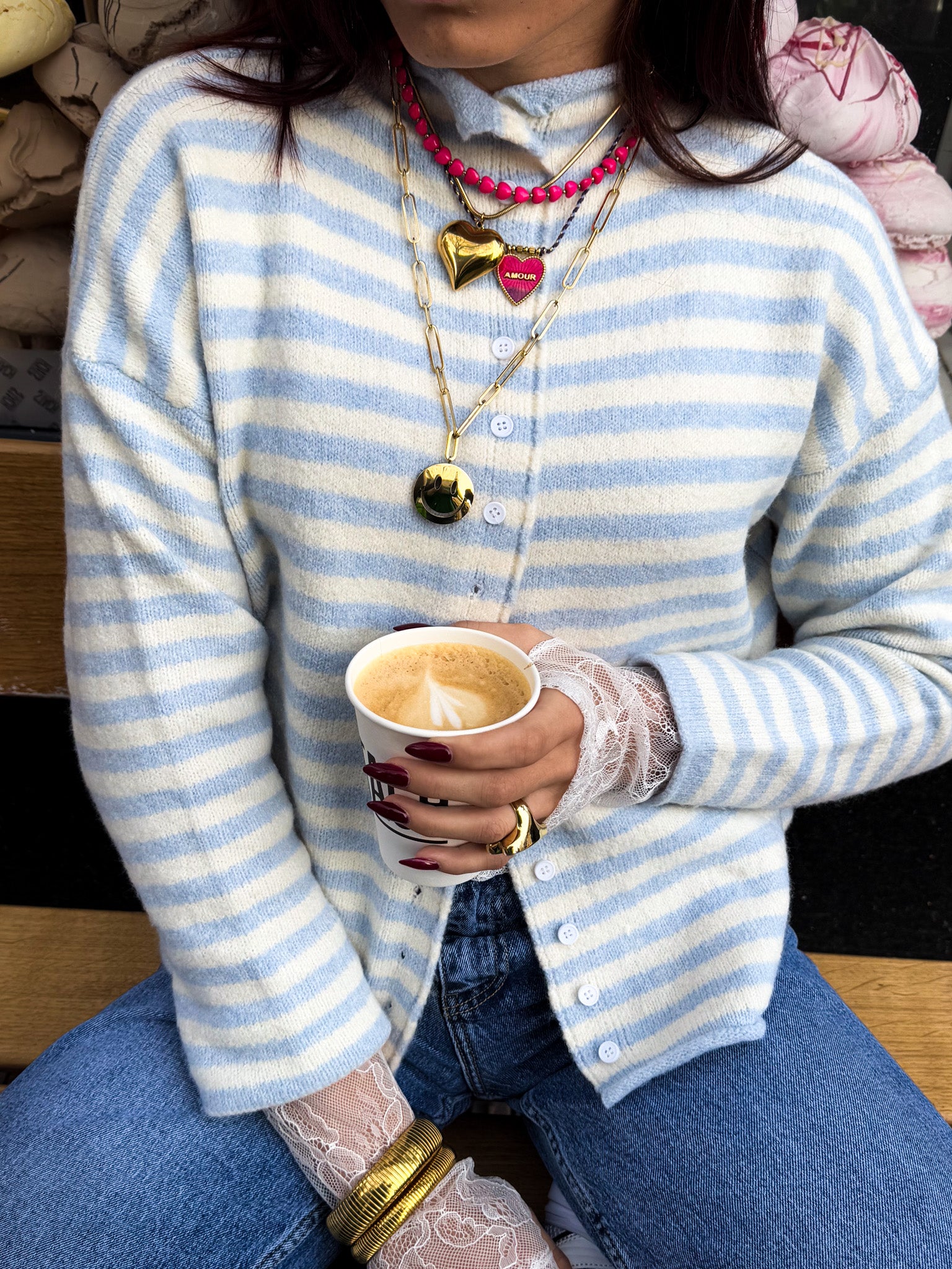 Serena Vest Blue Stripe
