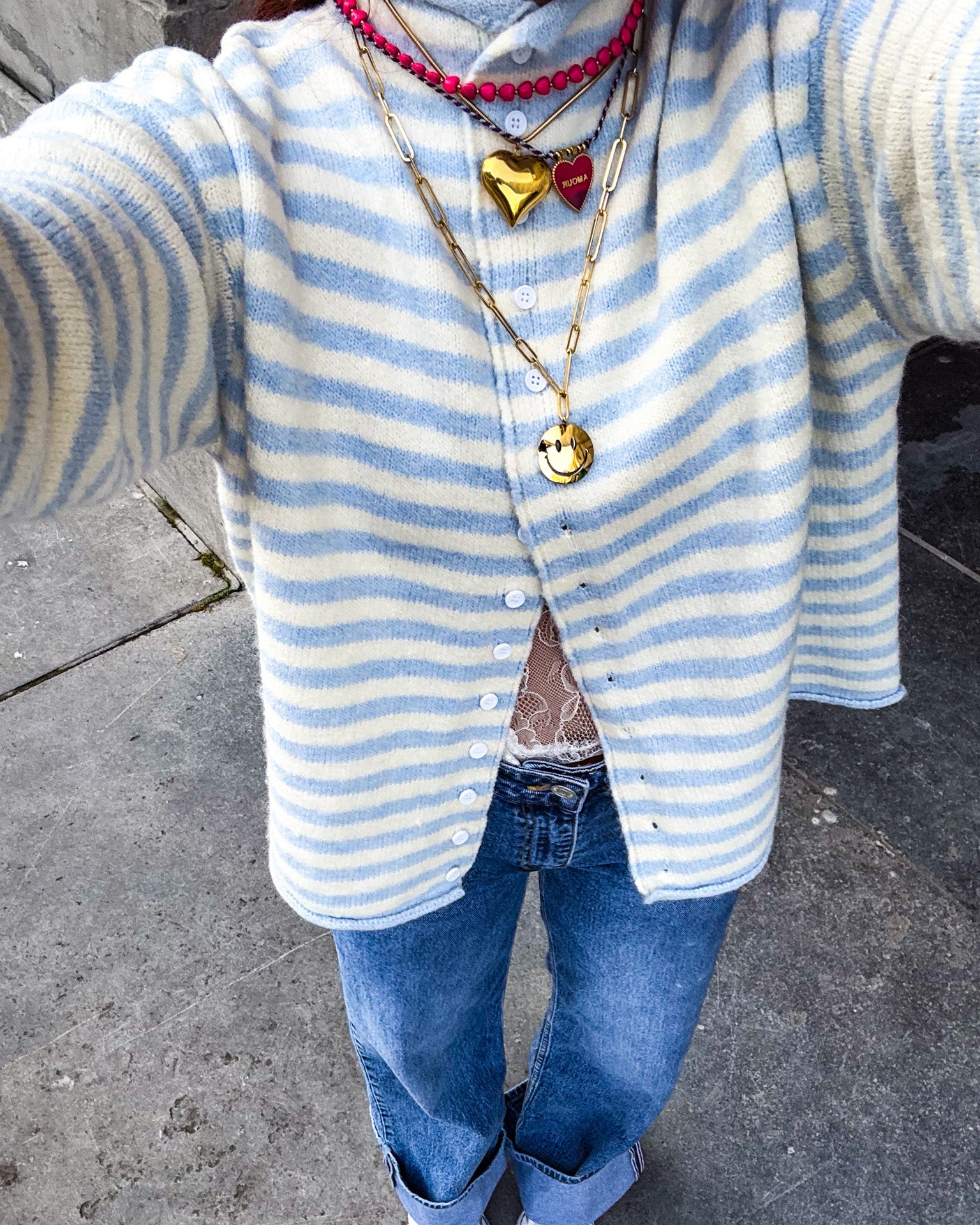 Serena Vest Blue Stripe