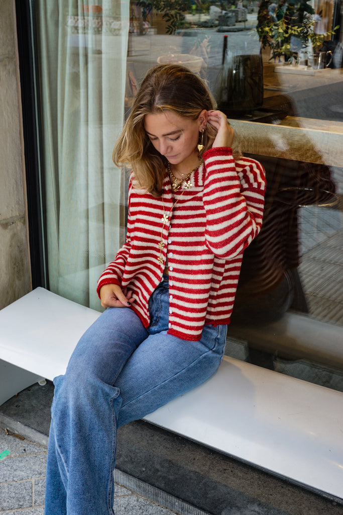 Serena Vest Red Stripe