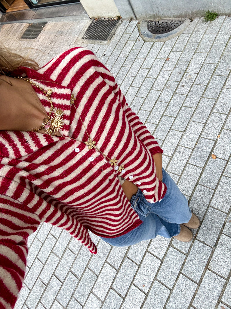 Serena Vest Red Stripe