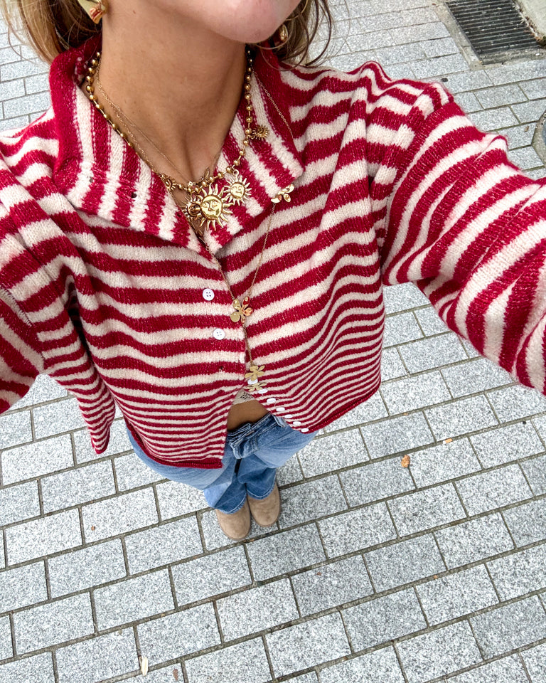 Serena Vest Red Stripe