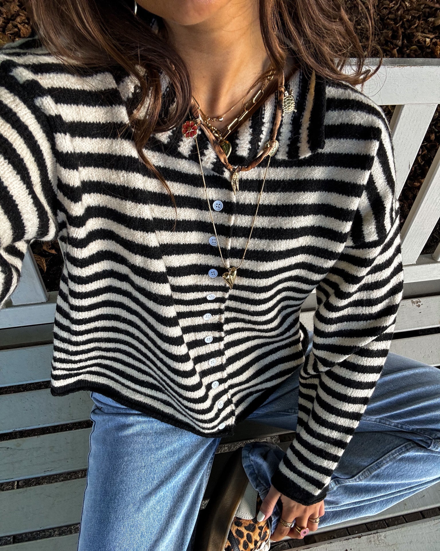 Serena Vest Black Stripe