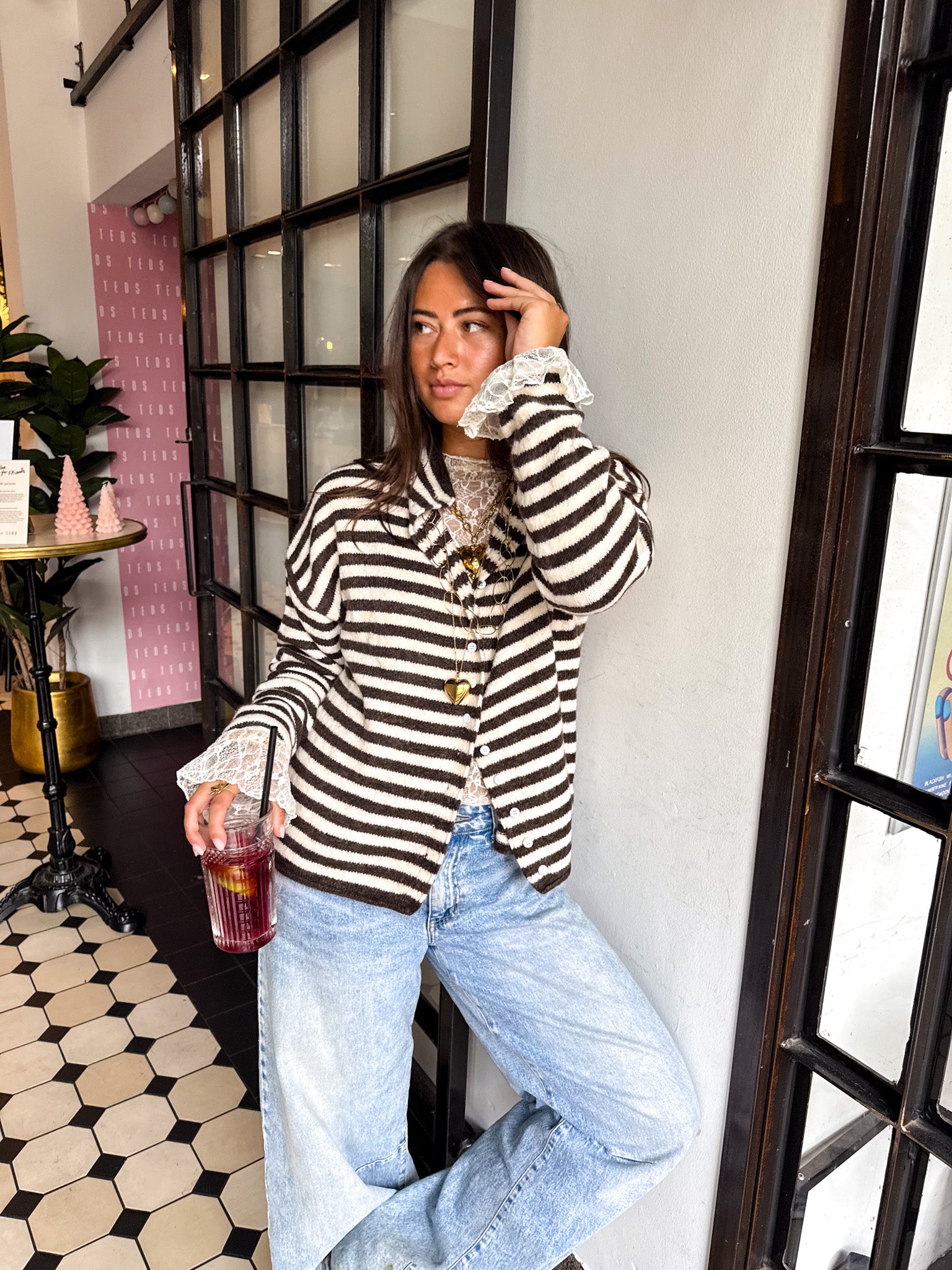 Serena Vest Brown Stripe