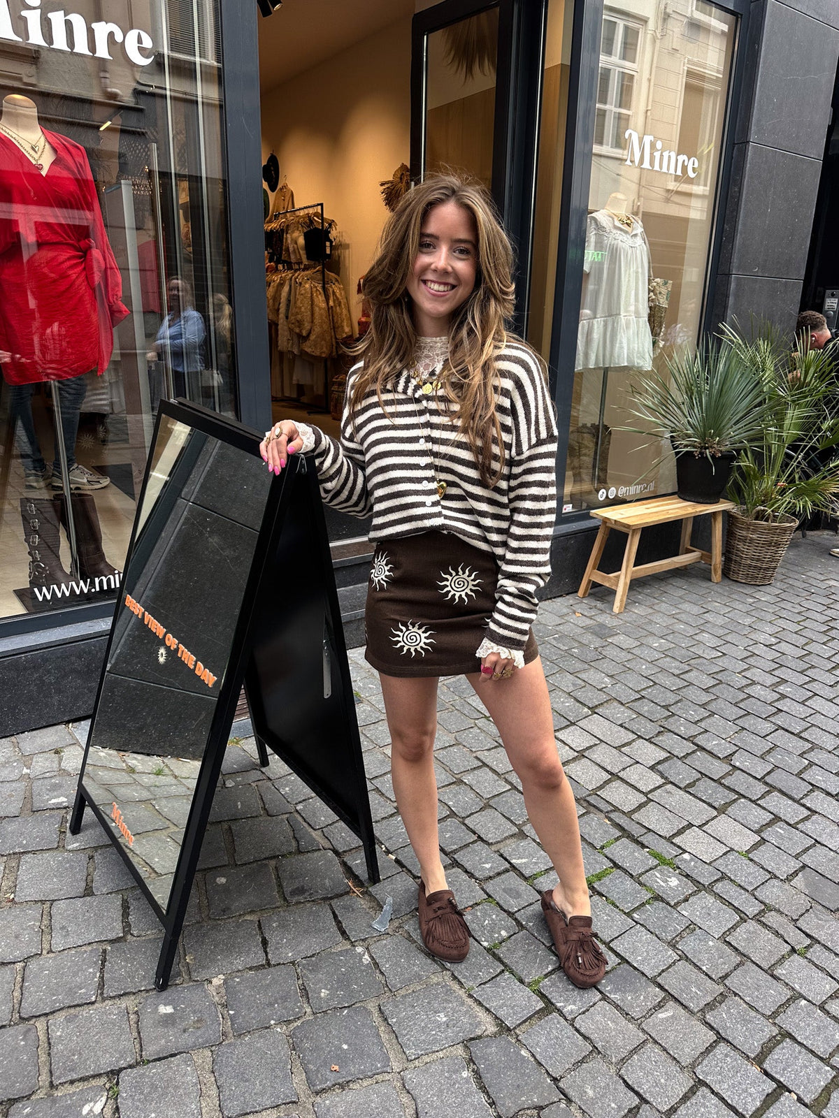 Serena Vest Gestreept | Brown