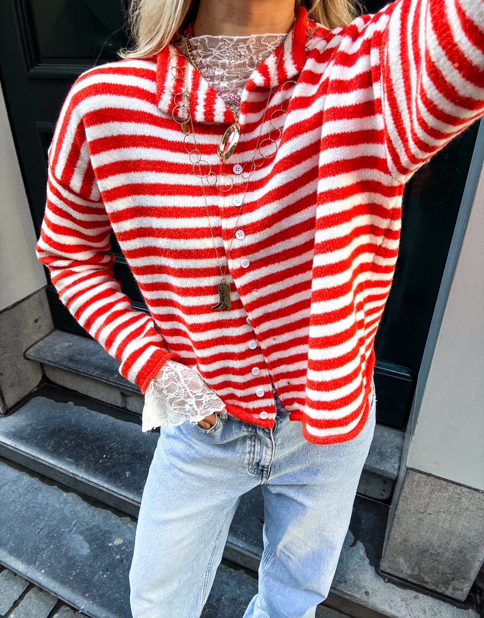 Serena Vest Orange Stripe