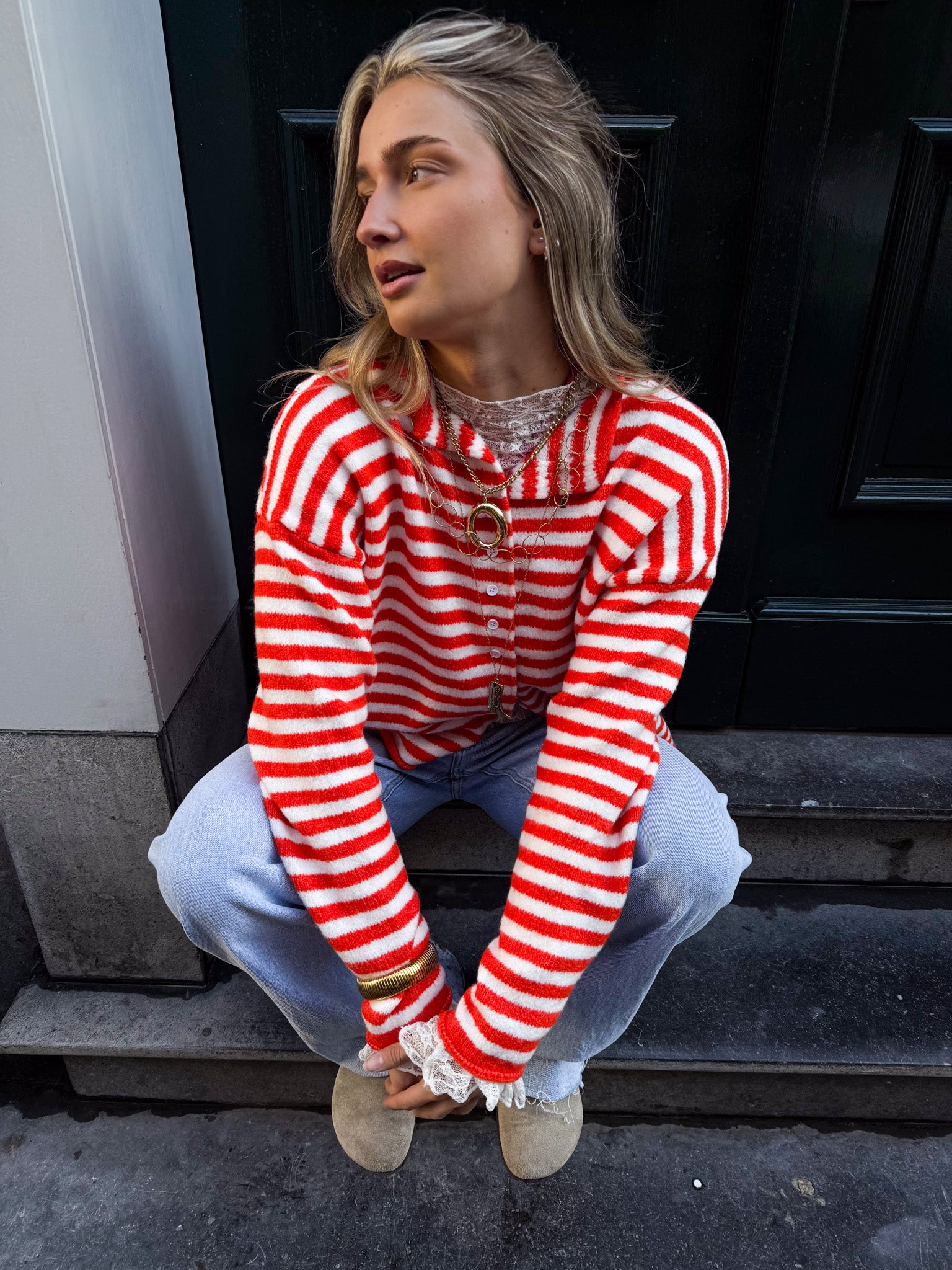 Serena Vest Orange Stripe