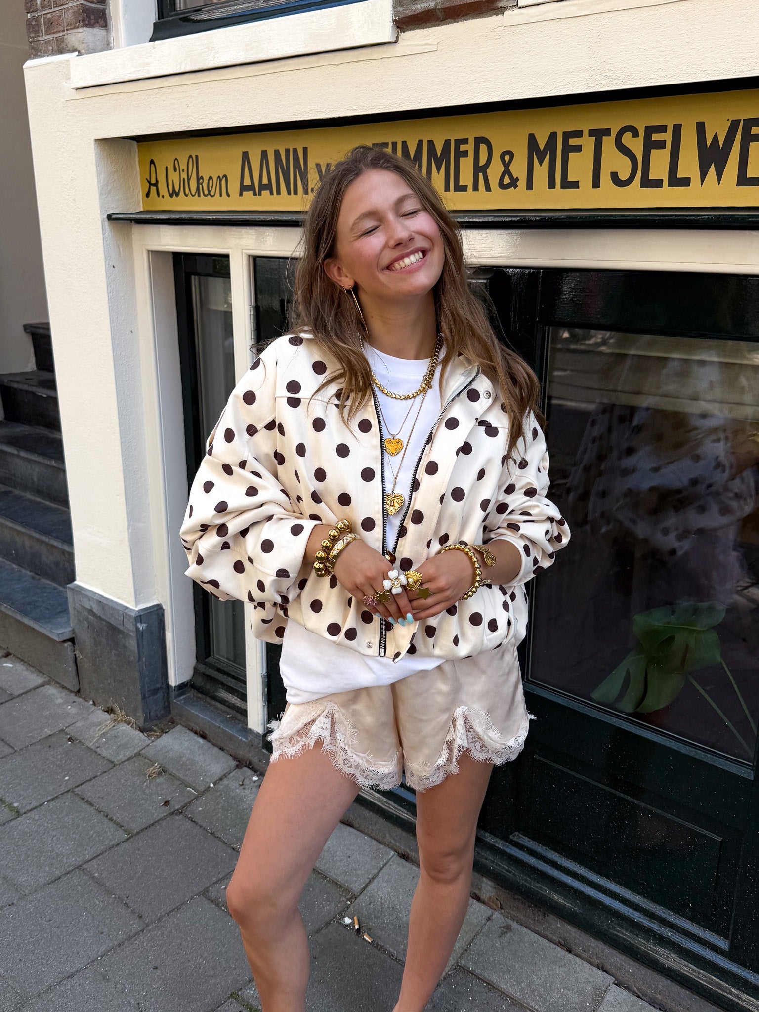 Veste Spirit à pois Crème