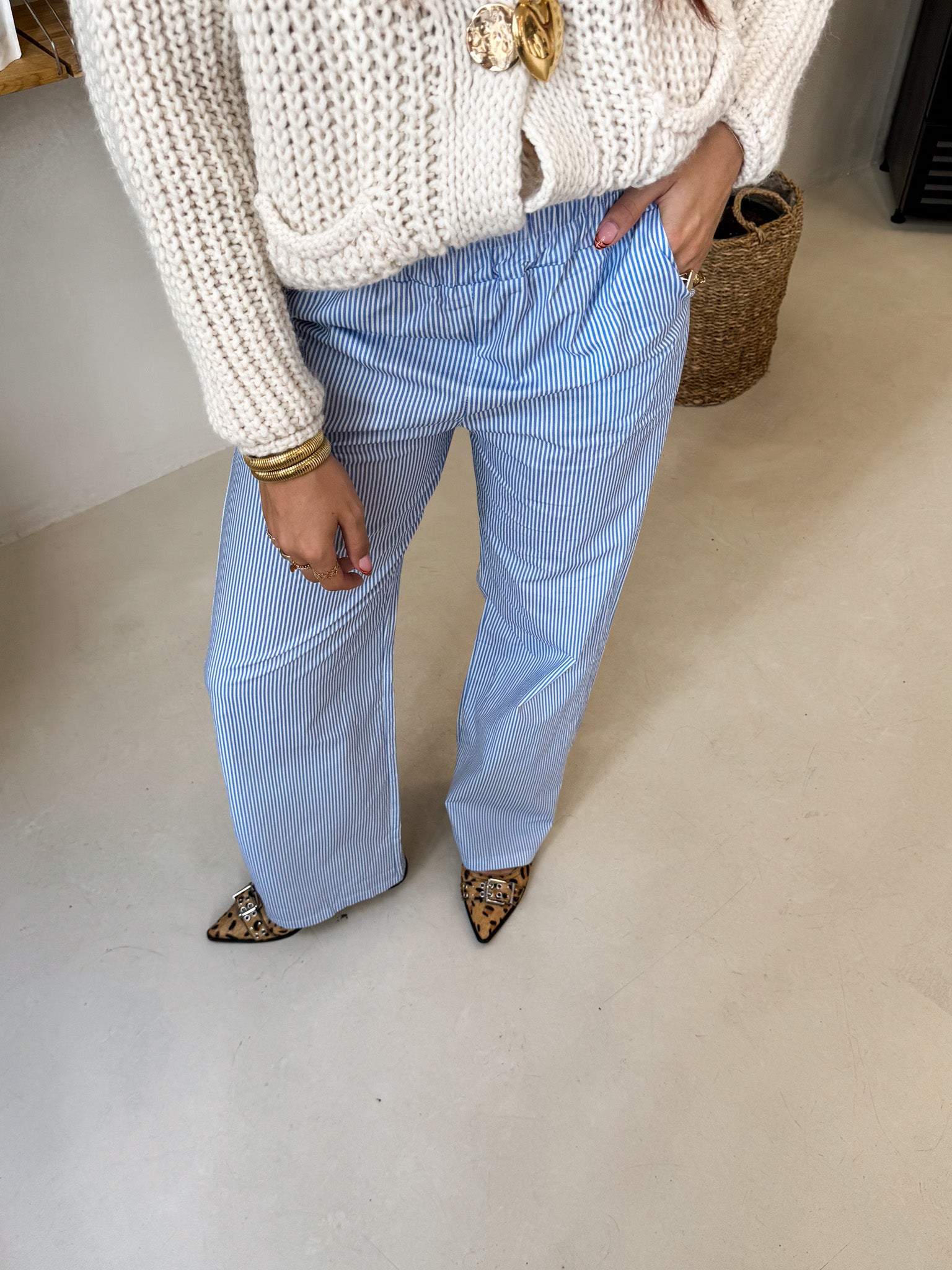 Striped Pantalon Skye Blue