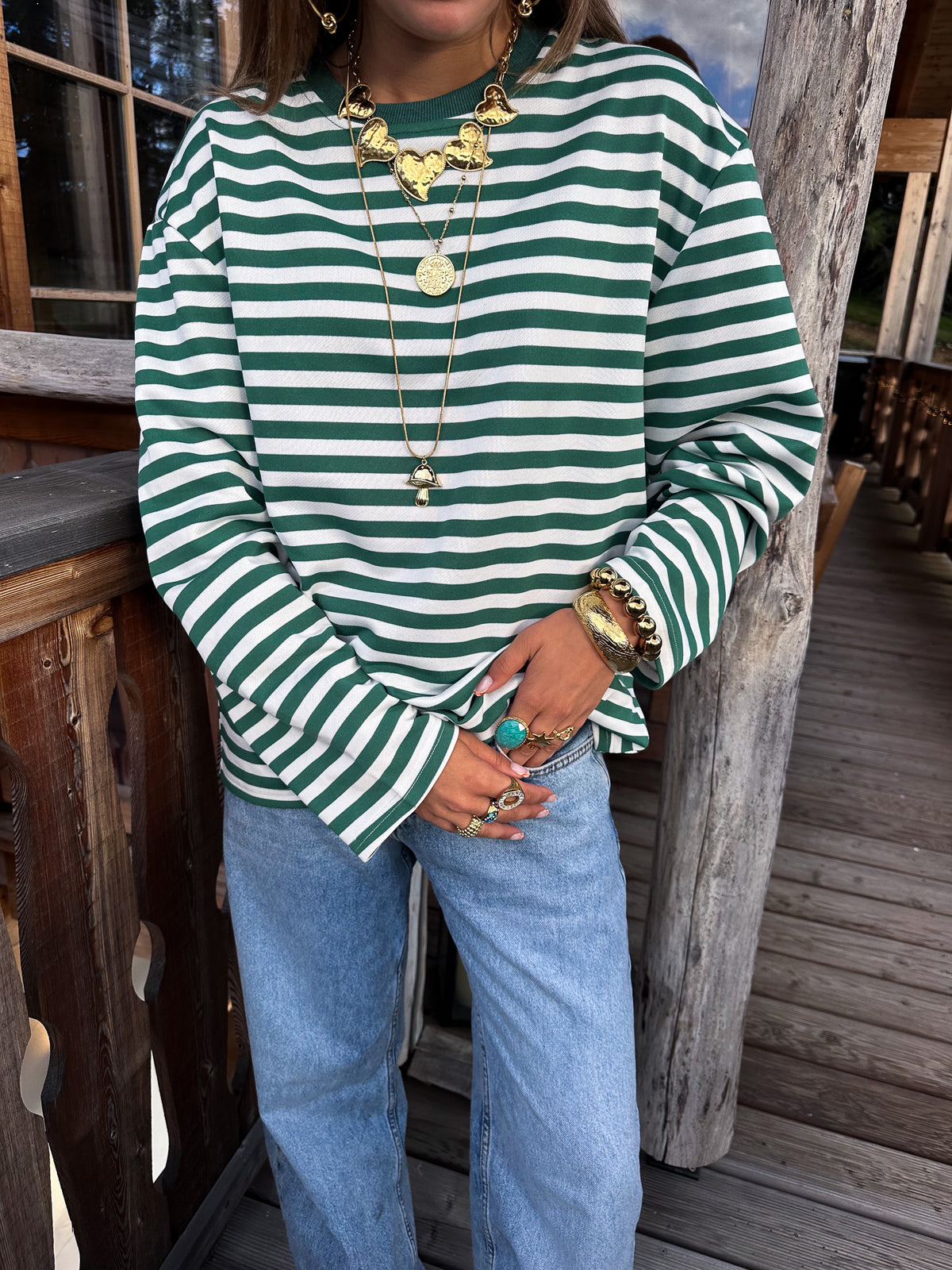 Stripes on stripes Longsleeve Groen