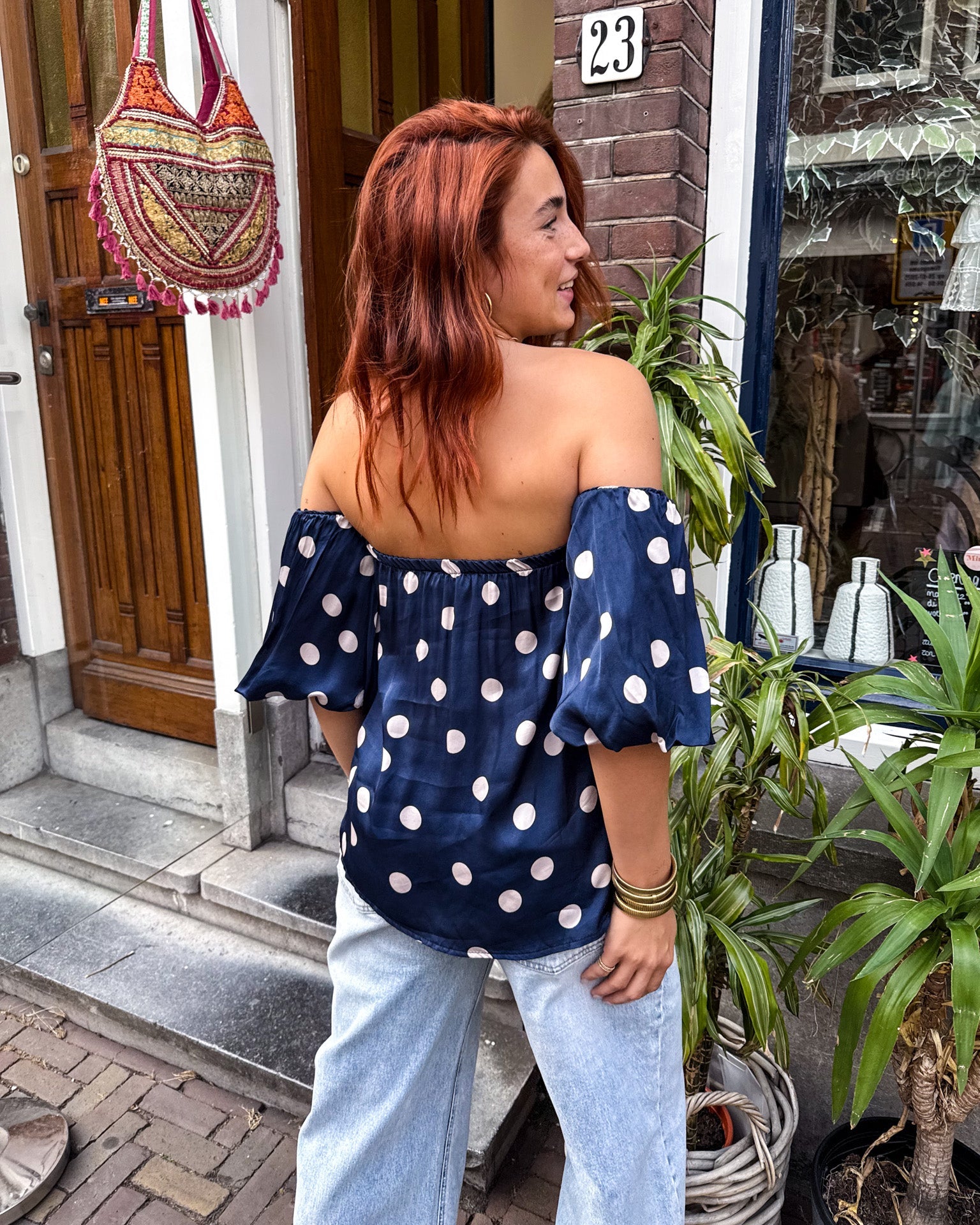 Tilly Dots Top Navy