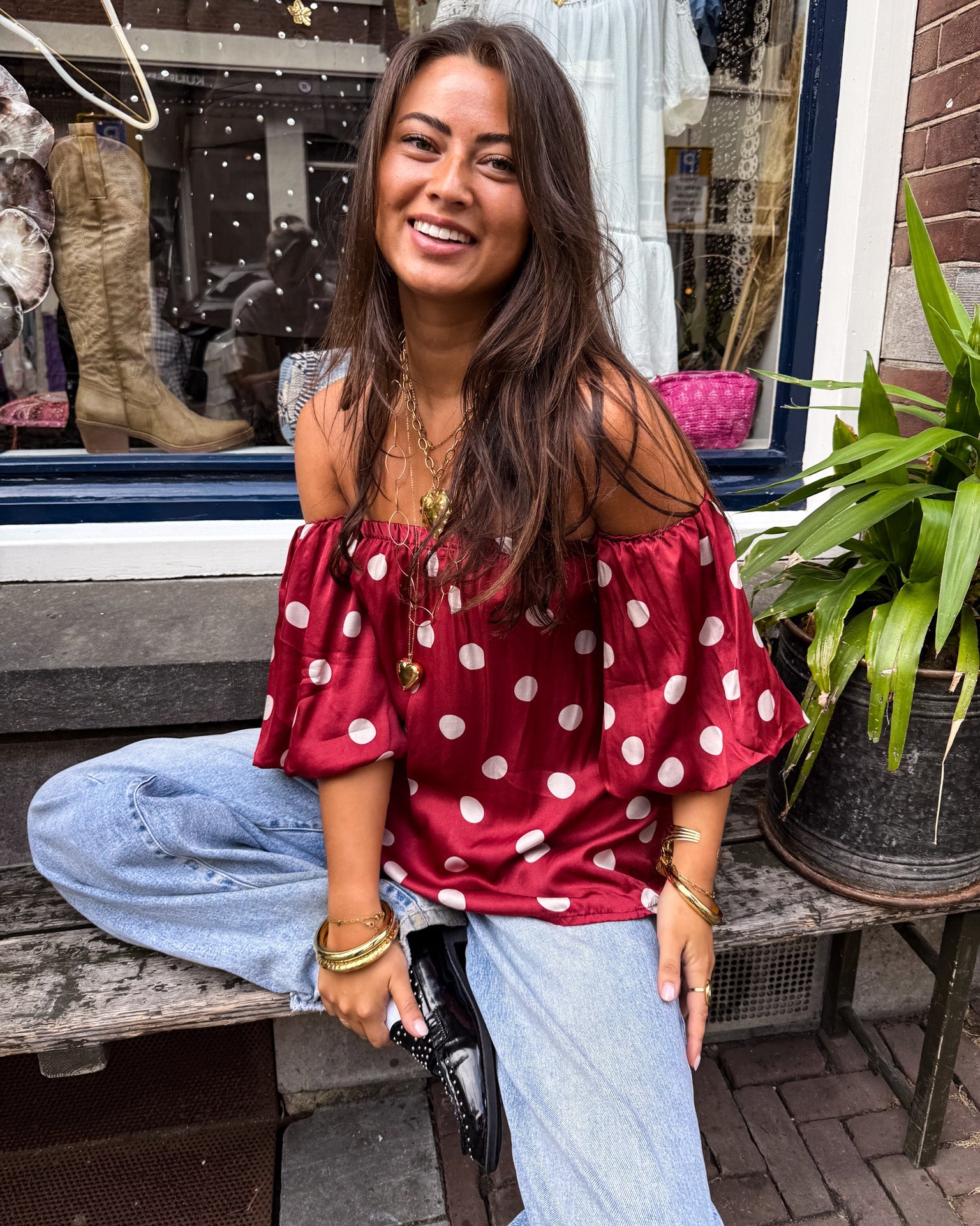 Tilly Dots Top Red