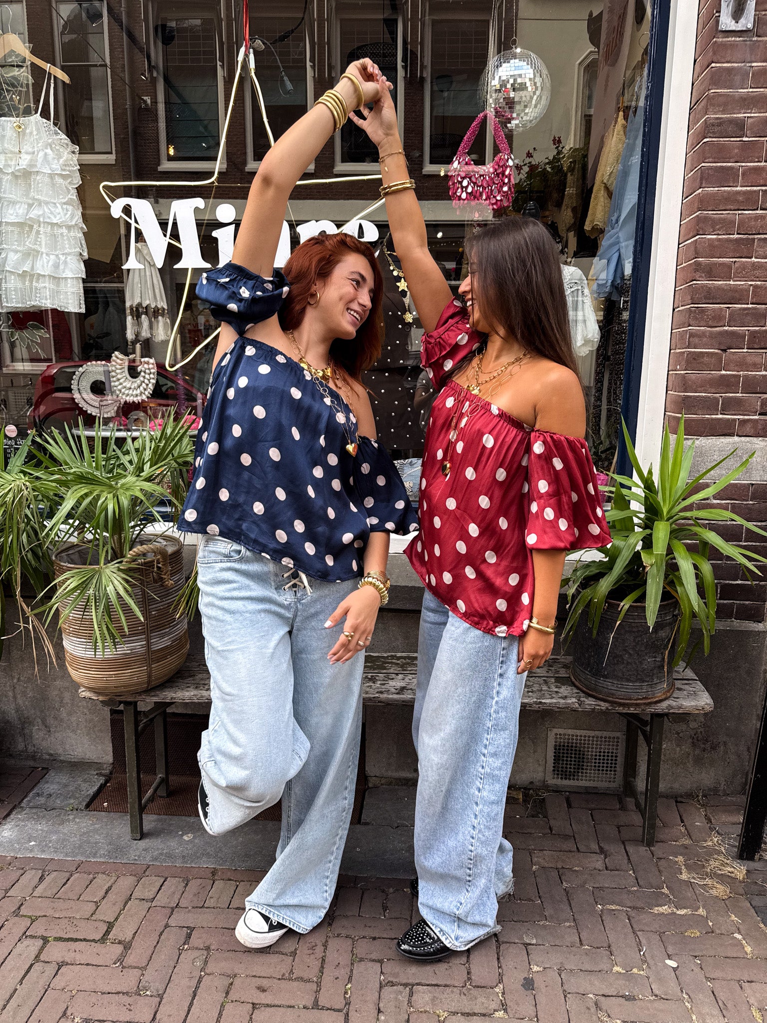 Tilly Dots Top Navy
