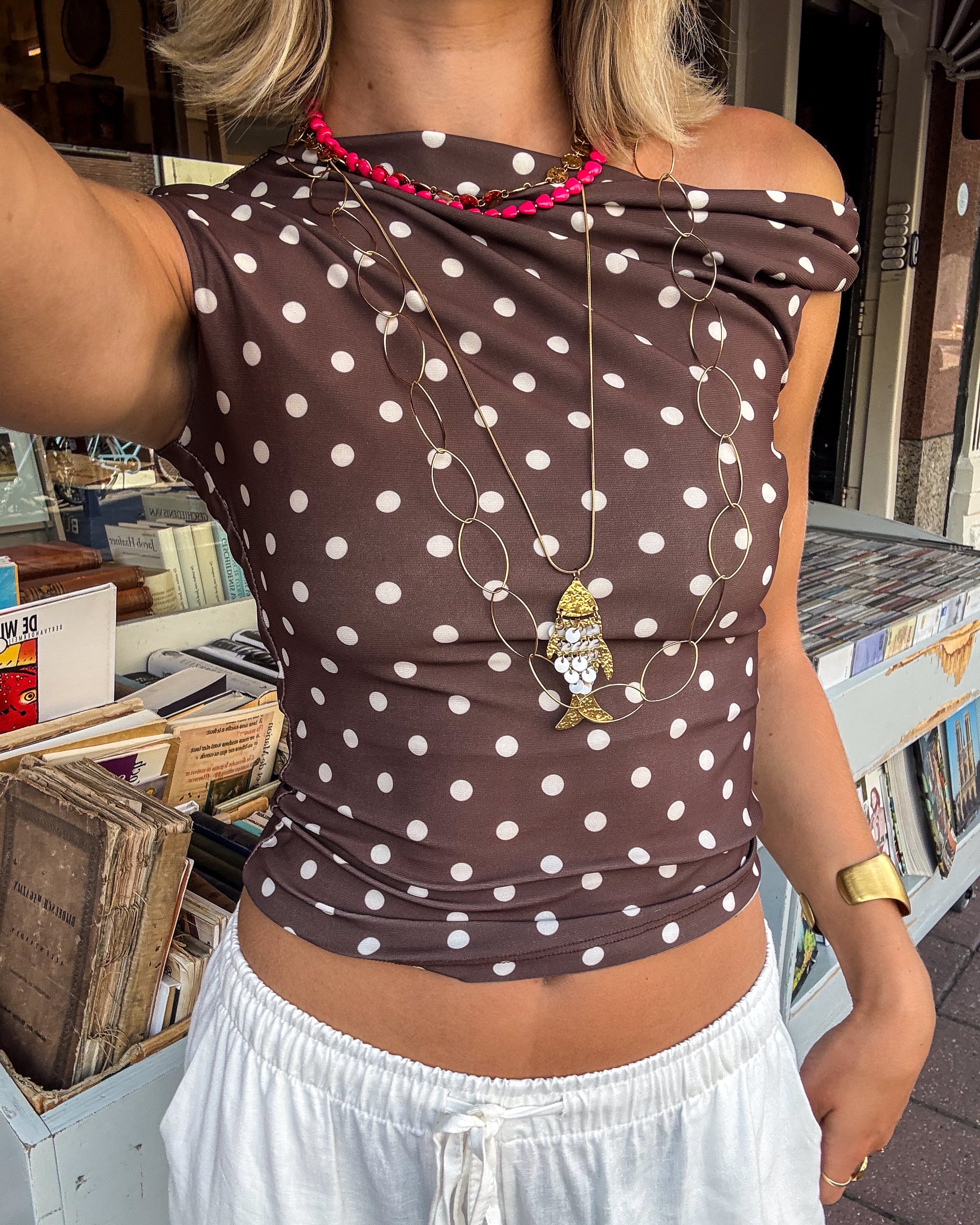 Twist Dots Top Brown