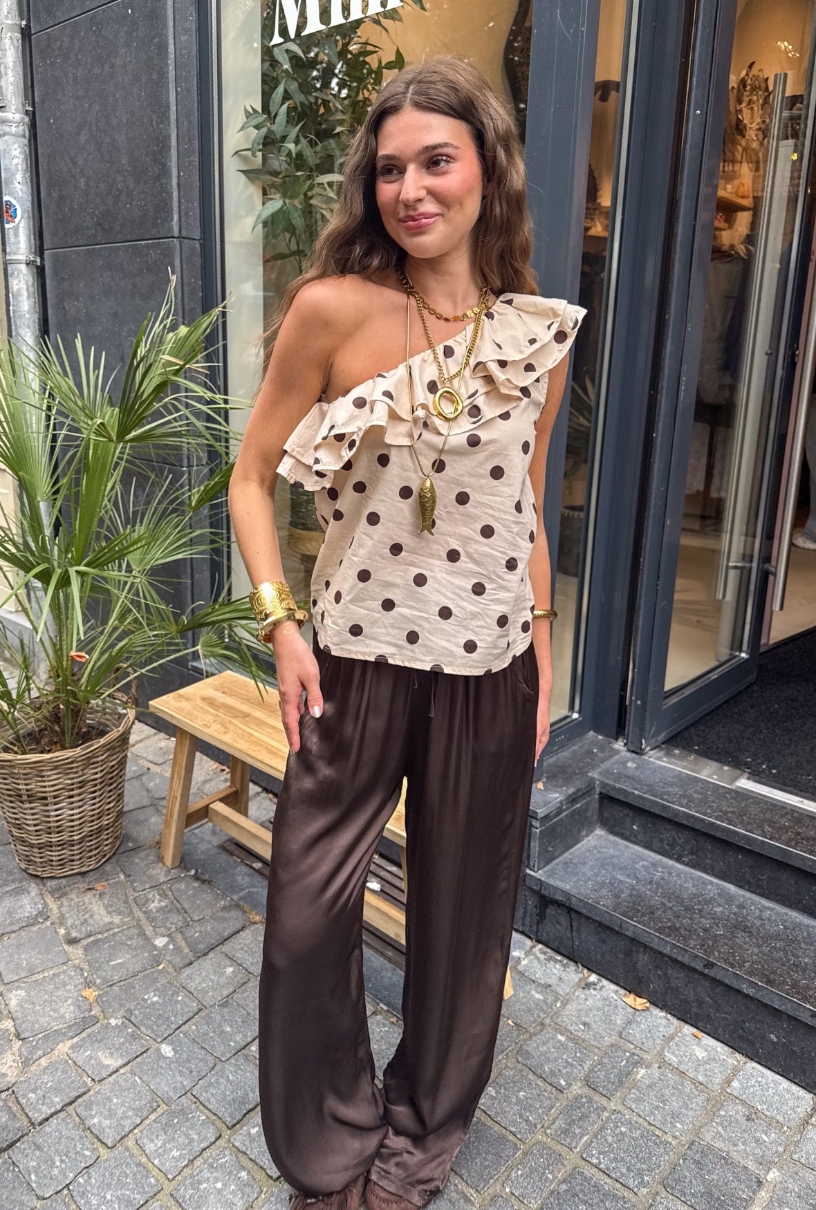 Veerle Stippen Top | Beige