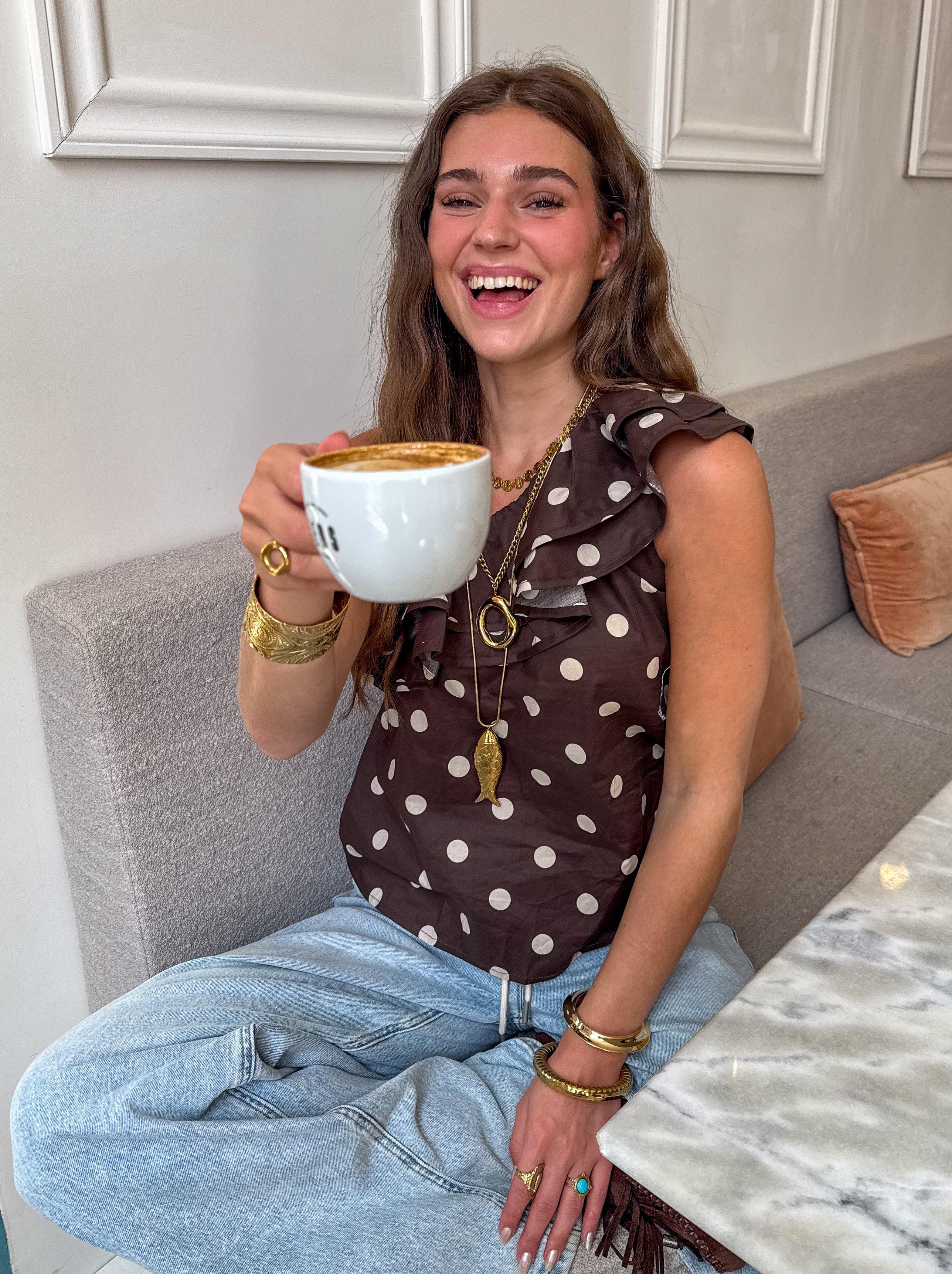 Veerle Dots Top Brown