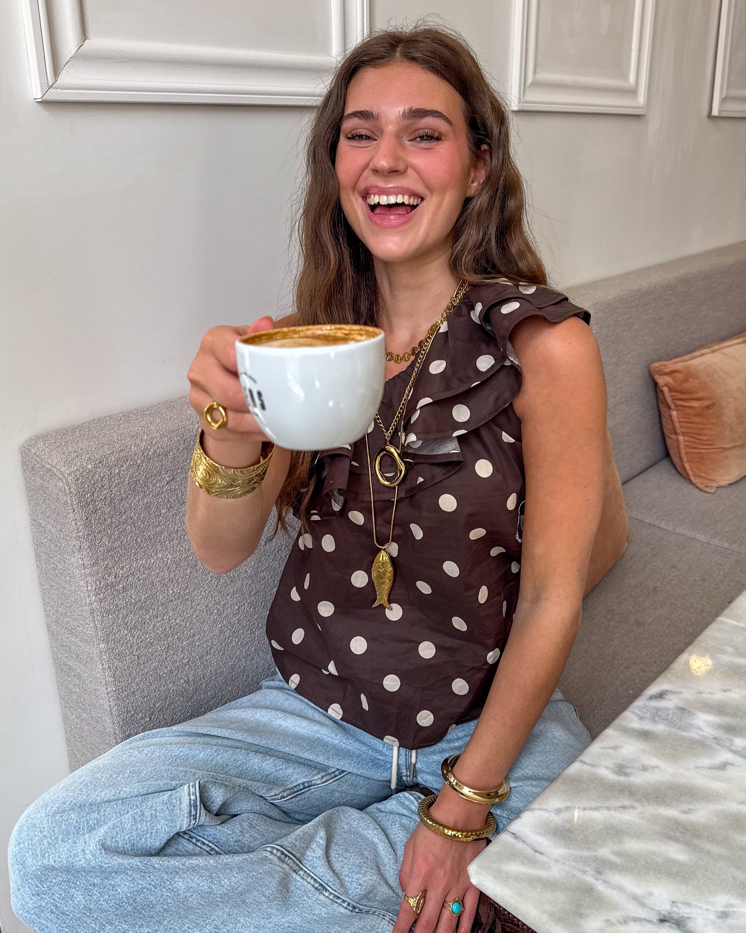 Veerle Dots Top Brown