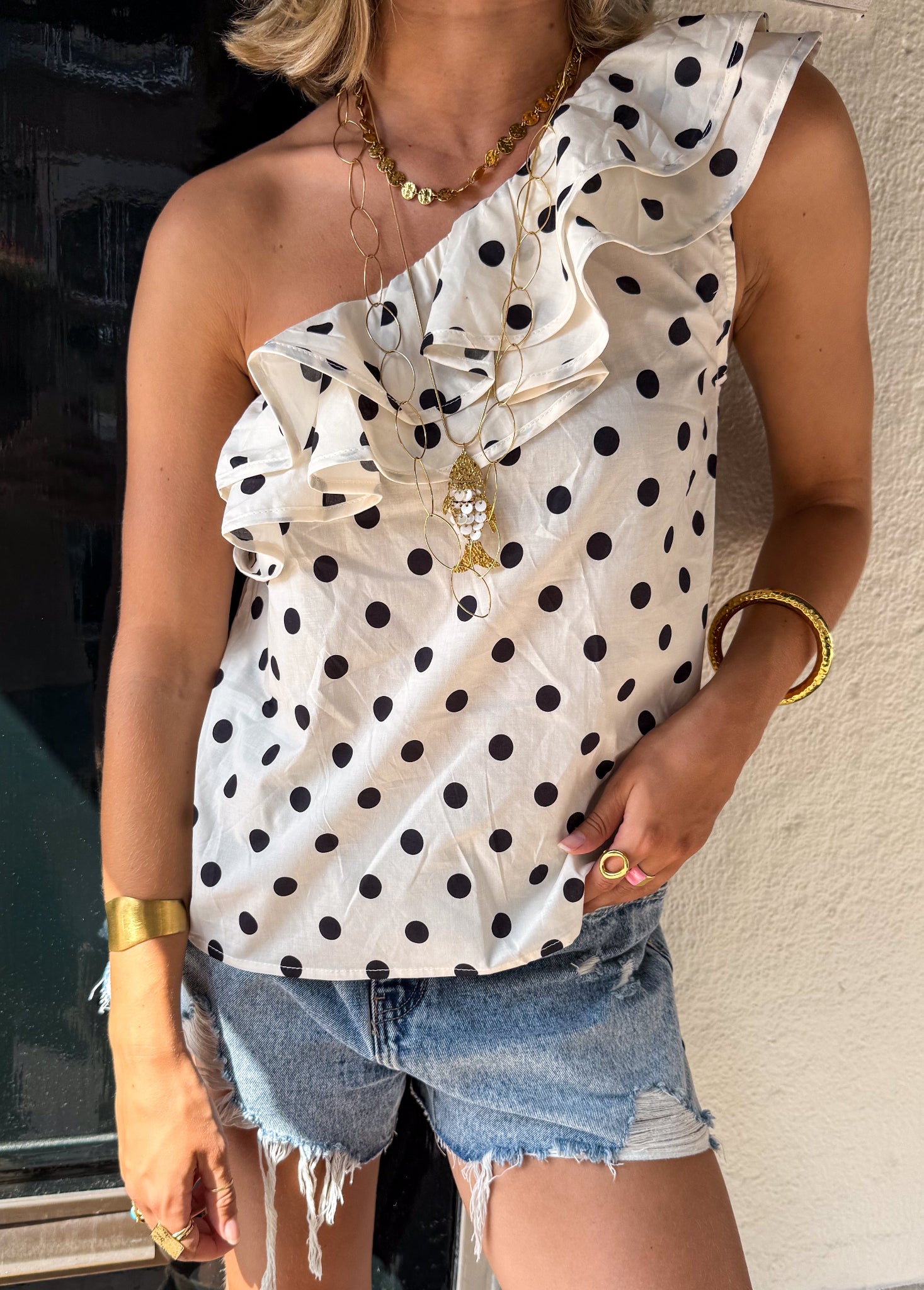 Veerle Dots Top White