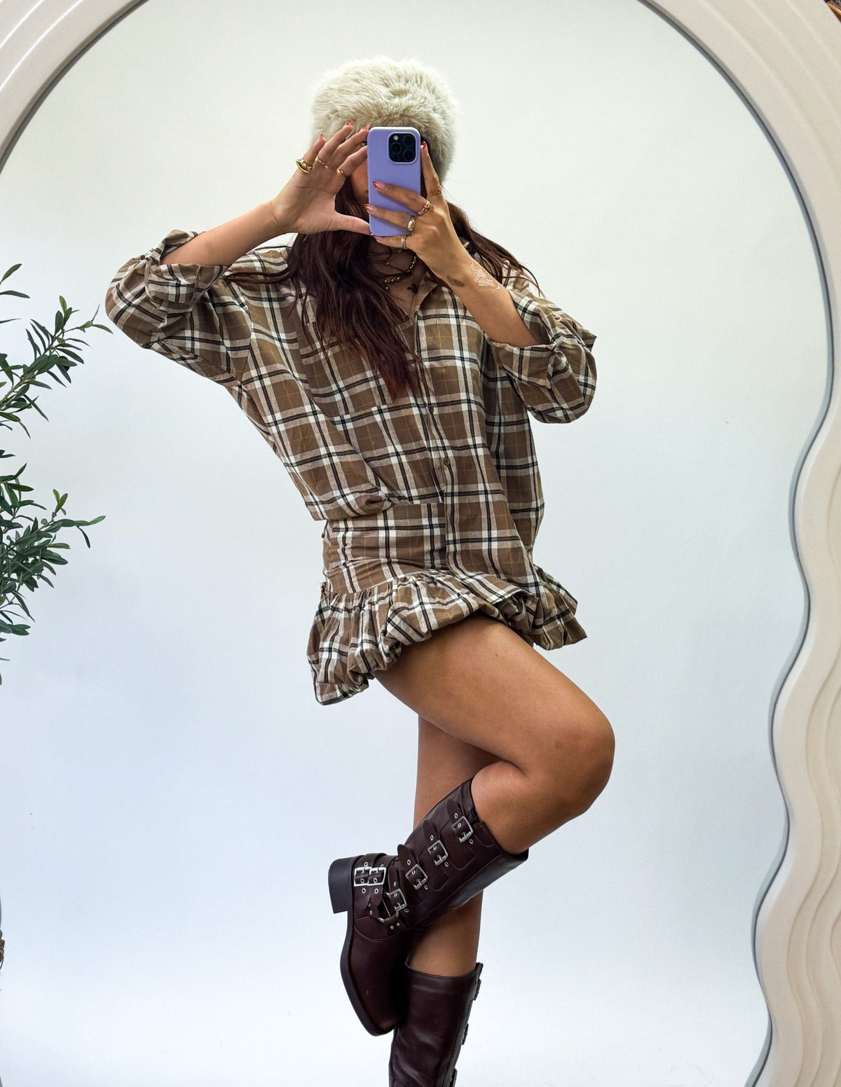 Who Else Ballon Rok Geruit | Brown