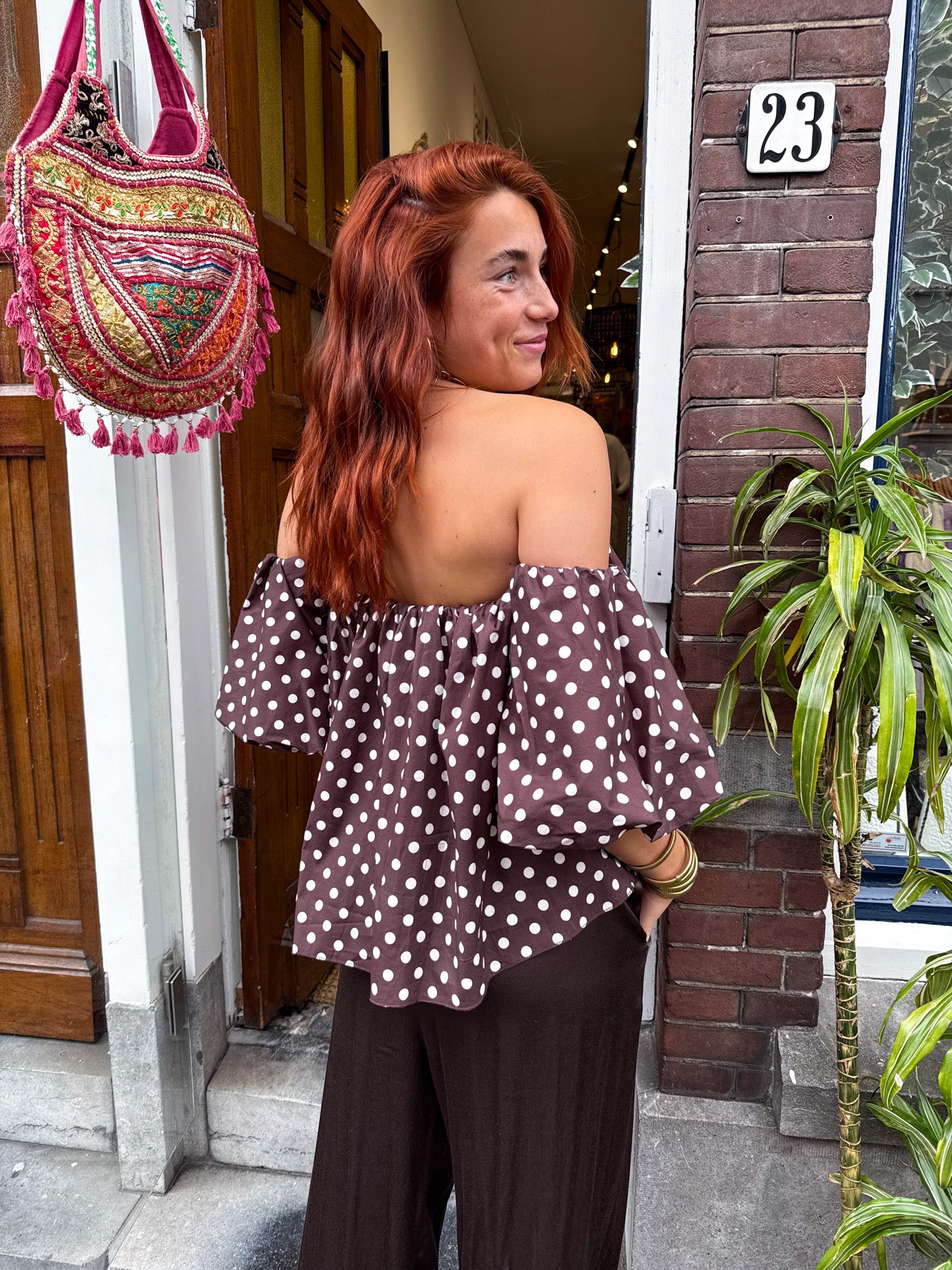 Winnie Dots Top Brown