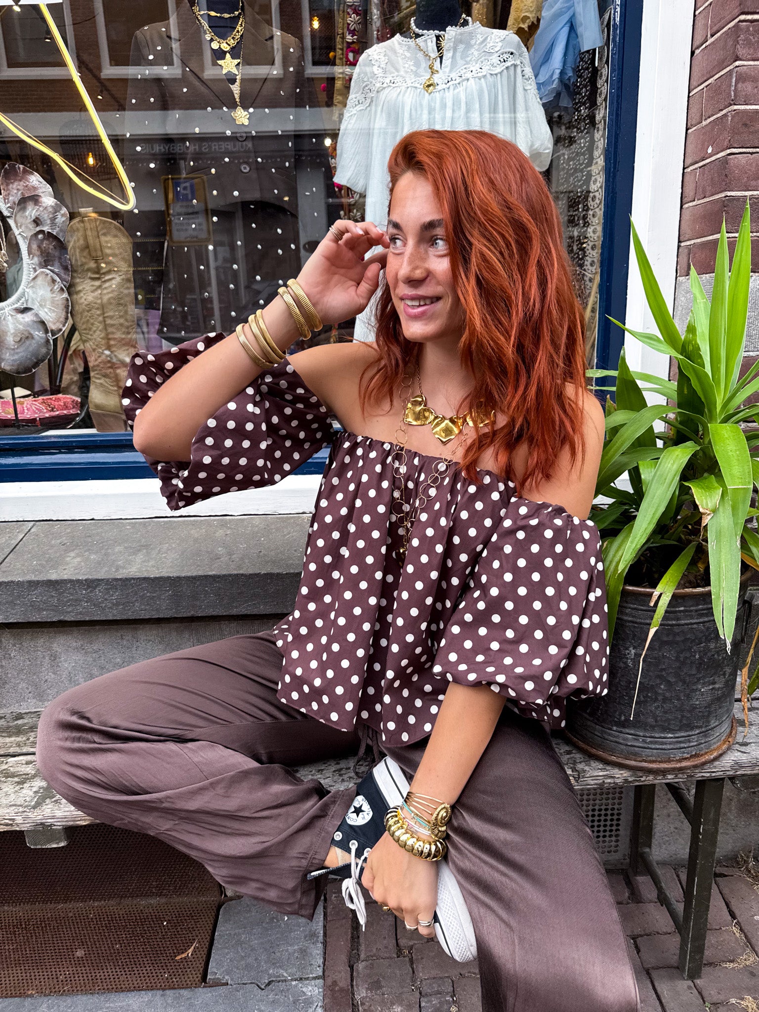 Winnie Dots Top Brown