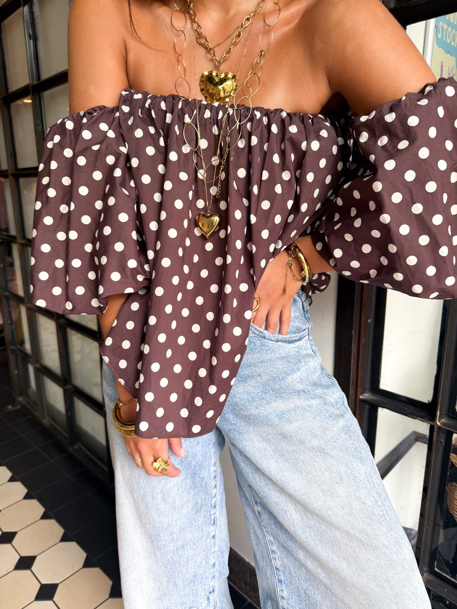 Winnie Dots Top Brown