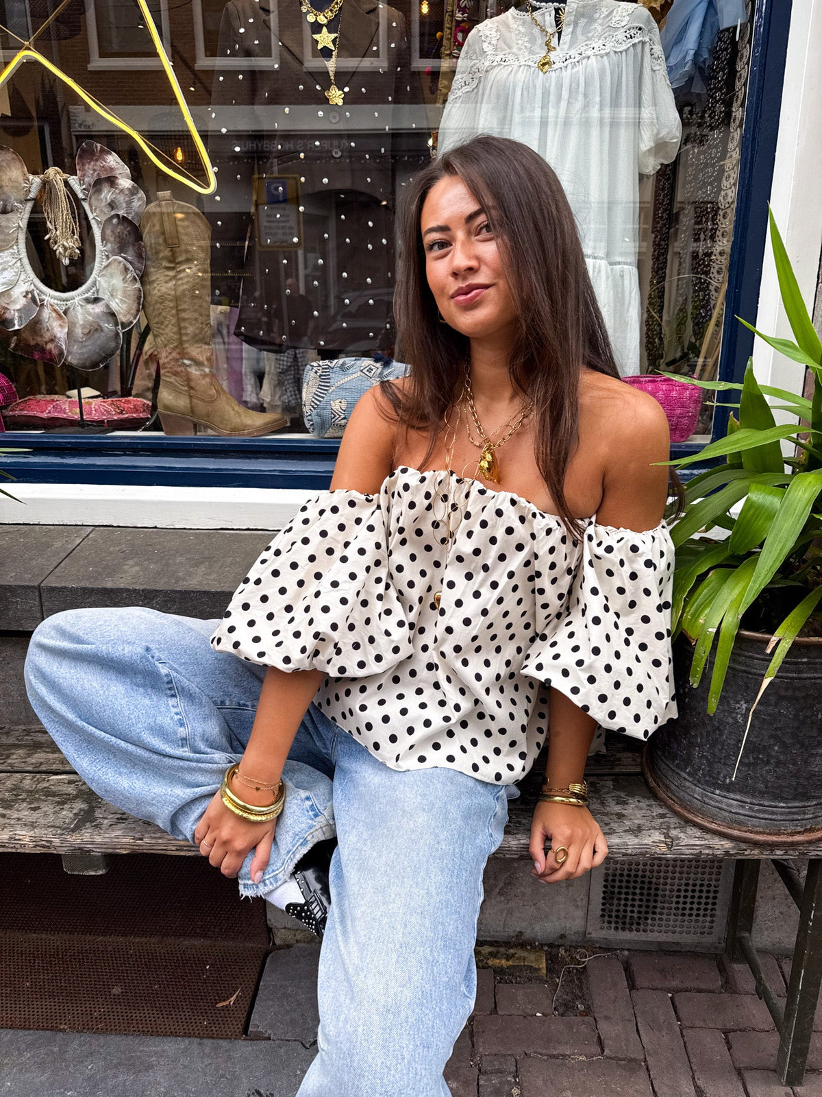 Winnie Stippen Top | White